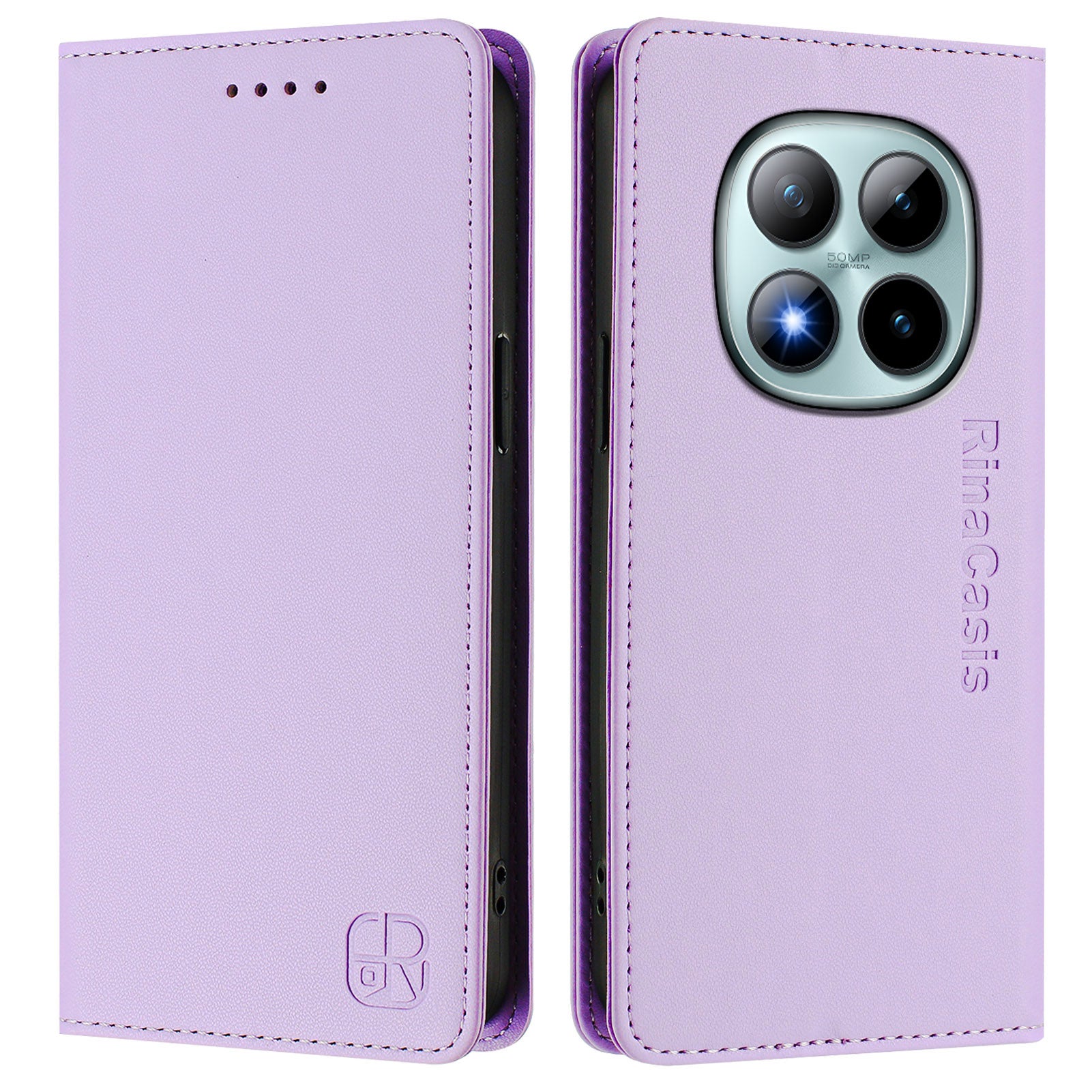 For Xiaomi Poco M8 Pro 5G / Redmi Note 15 Pro+ 5G (Global) Leather Case RINACASIS RC01 Phone Cover with RFID Blocking Wallet Stand - Light Purple