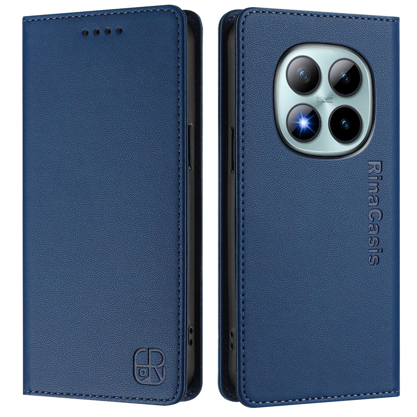 For Xiaomi Poco M8 Pro 5G / Redmi Note 15 Pro+ 5G (Global) Leather Case RINACASIS RC01 Phone Cover with RFID Blocking Wallet Stand - Dark Blue