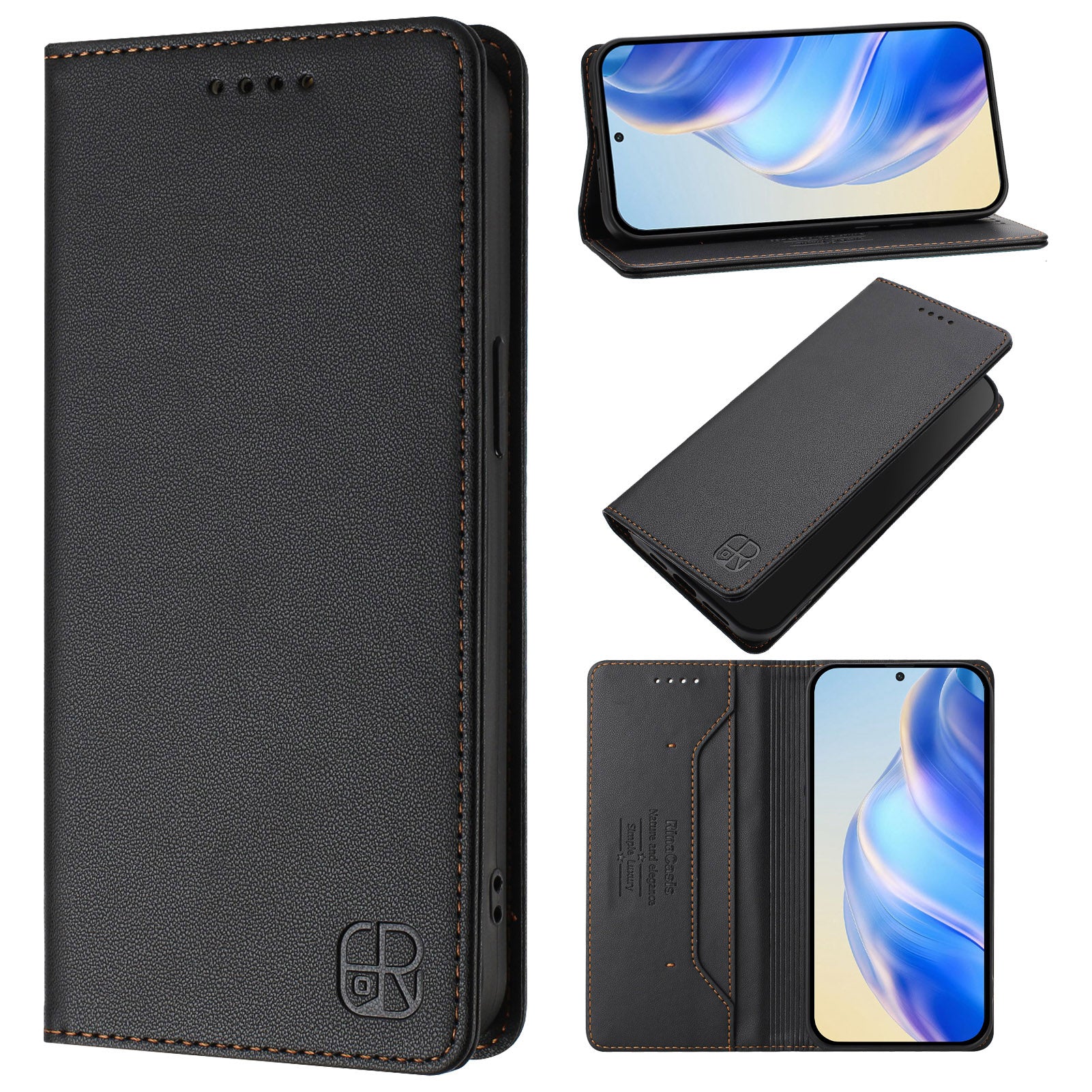 For Xiaomi Redmi Note 15 Pro 5G (Global) Leather Case RINACASIS RC01 Phone Cover with RFID Blocking Wallet Stand - Black