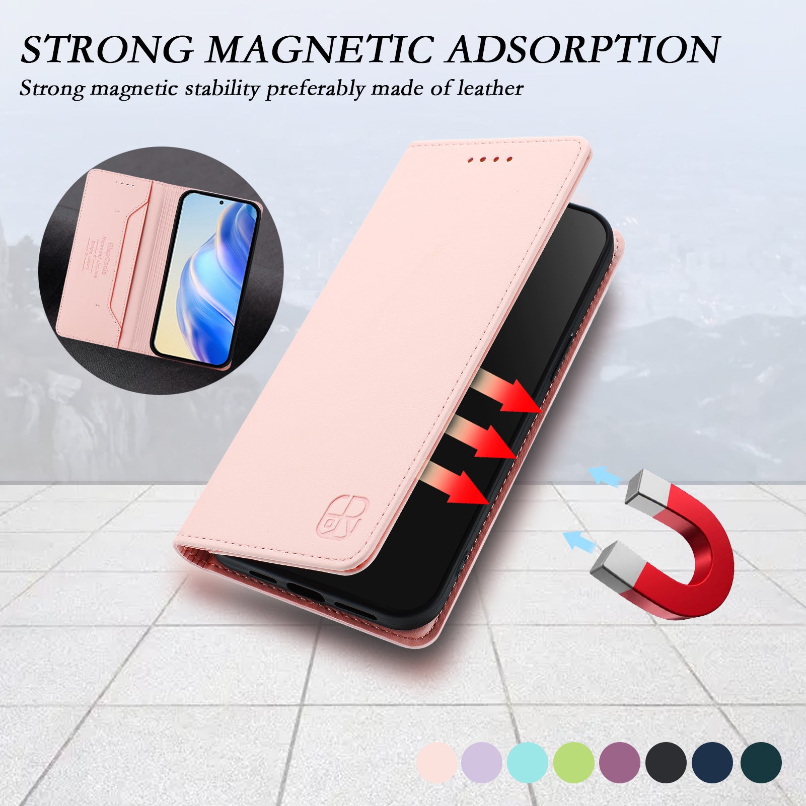 For Xiaomi Redmi Note 15 Pro 5G (Global) Leather Case RINACASIS RC01 Phone Cover with RFID Blocking Wallet Stand - Pink