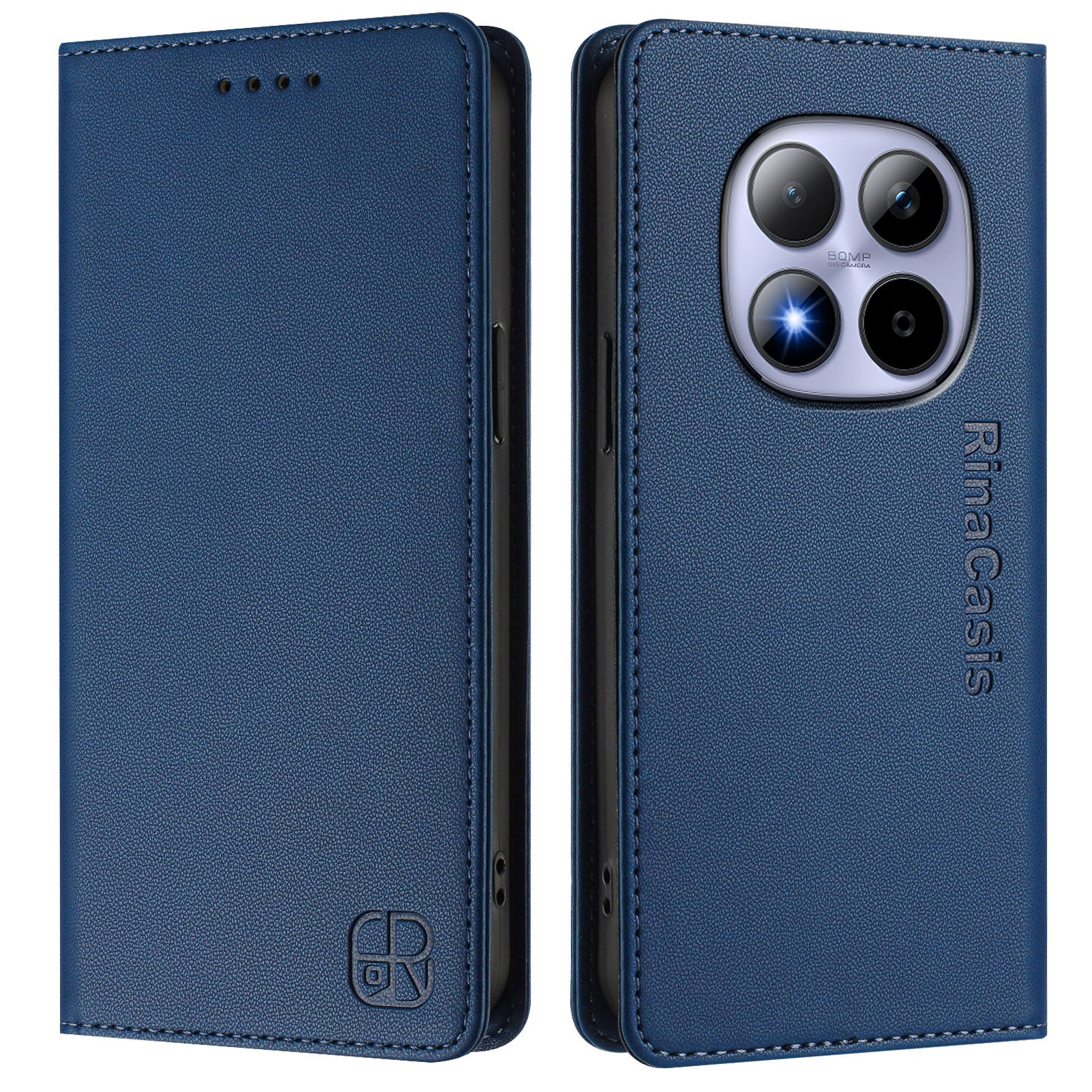For Xiaomi Redmi Note 15 Pro 5G (Global) Leather Case RINACASIS RC01 Phone Cover with RFID Blocking Wallet Stand - Dark Blue
