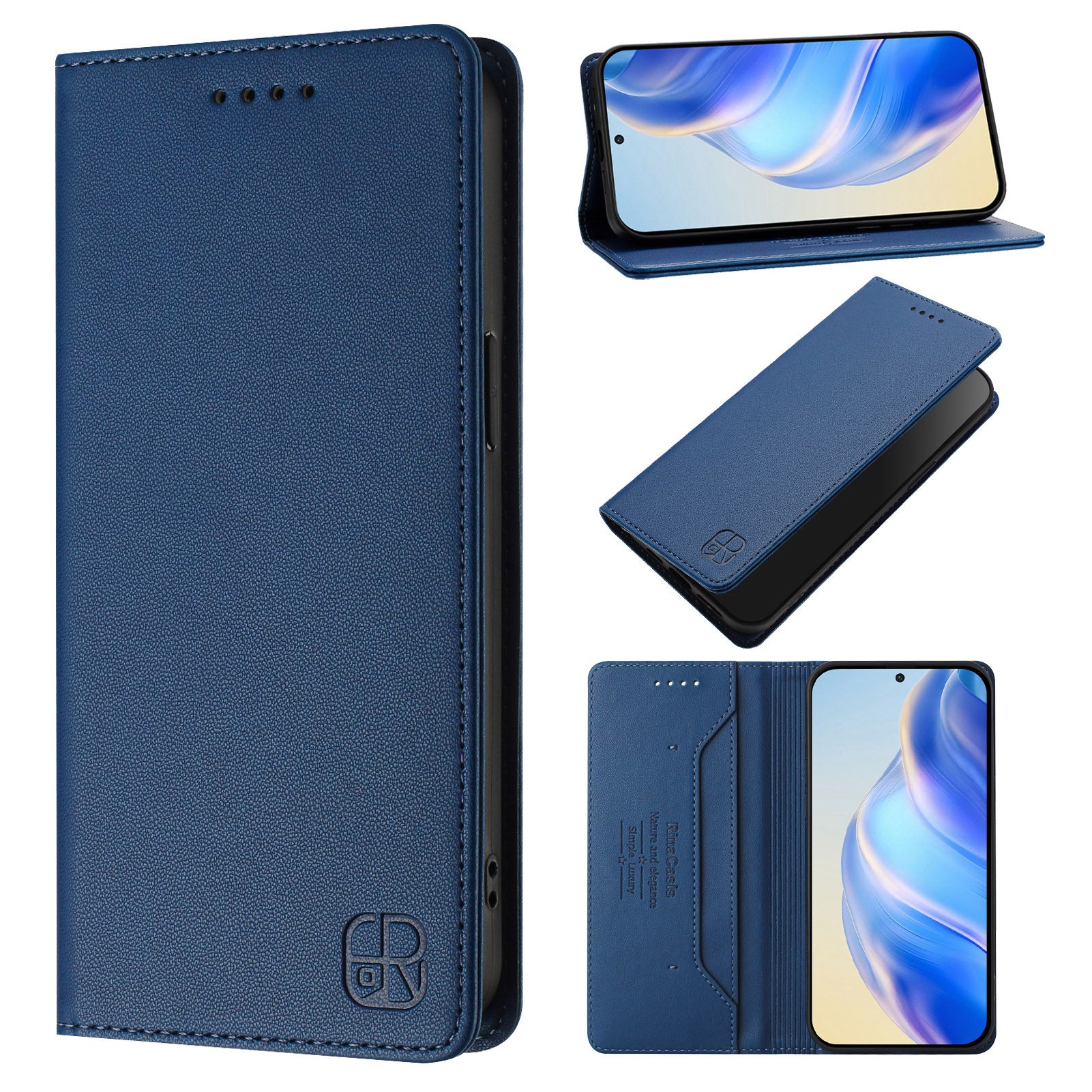 For Xiaomi Redmi Note 15 Pro 5G (Global) Leather Case RINACASIS RC01 Phone Cover with RFID Blocking Wallet Stand - Dark Blue
