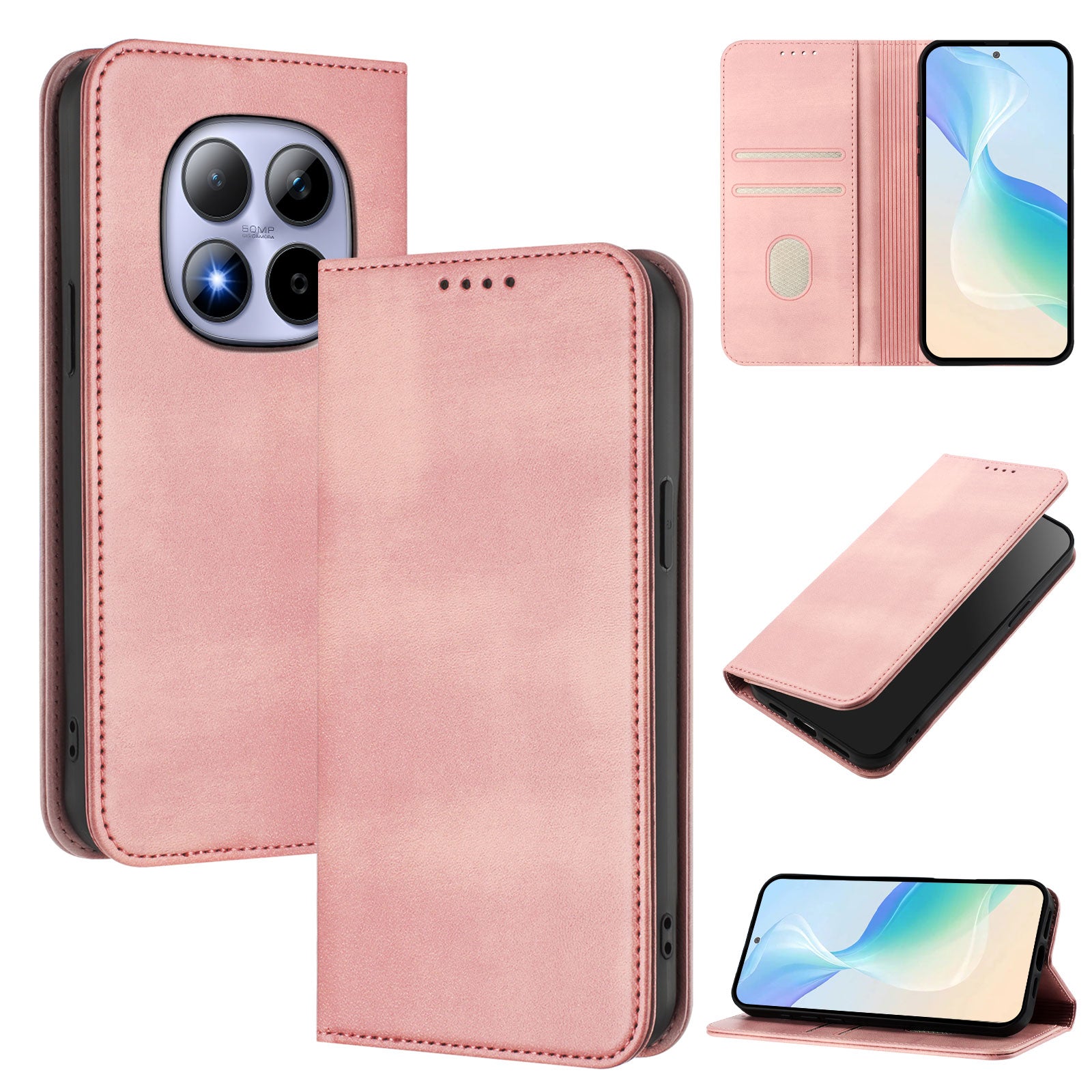 For Xiaomi Redmi Note 15 Pro 5G (Global) Wallet Cases Retro Texture RFID Blocking Leather Phone Cover - Pink