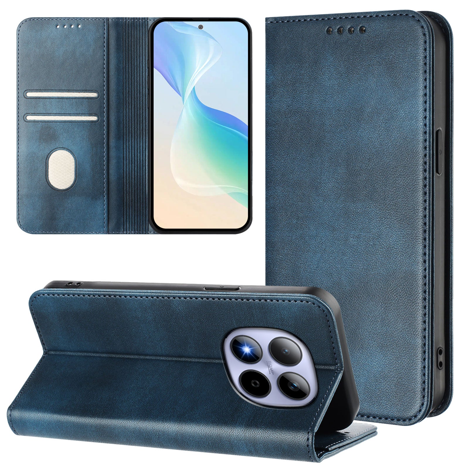For Xiaomi Redmi Note 15 Pro 5G (Global) Wallet Cases Retro Texture RFID Blocking Leather Phone Cover - Blue