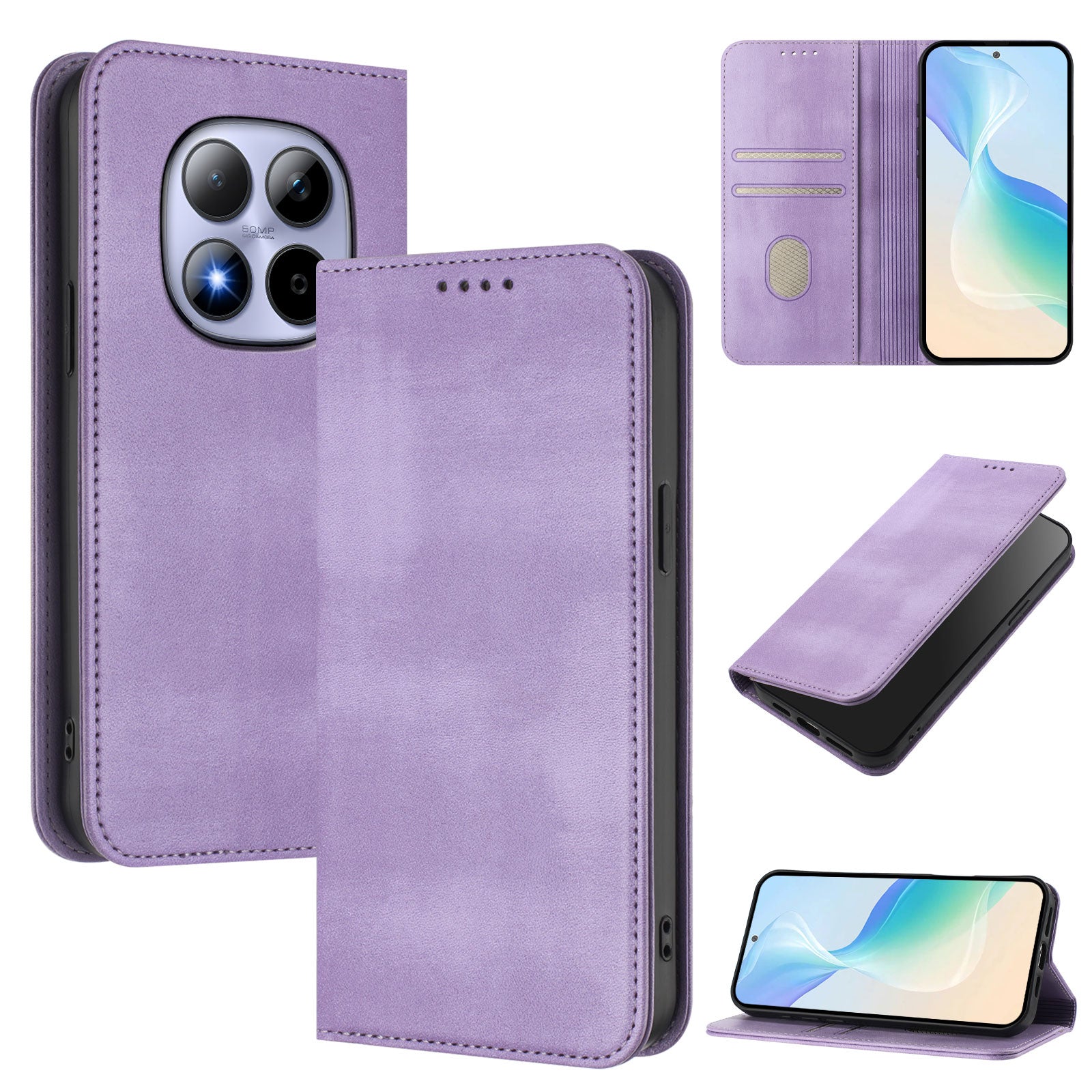 For Xiaomi Redmi Note 15 Pro 5G (Global) Wallet Cases Retro Texture RFID Blocking Leather Phone Cover - Light Purple