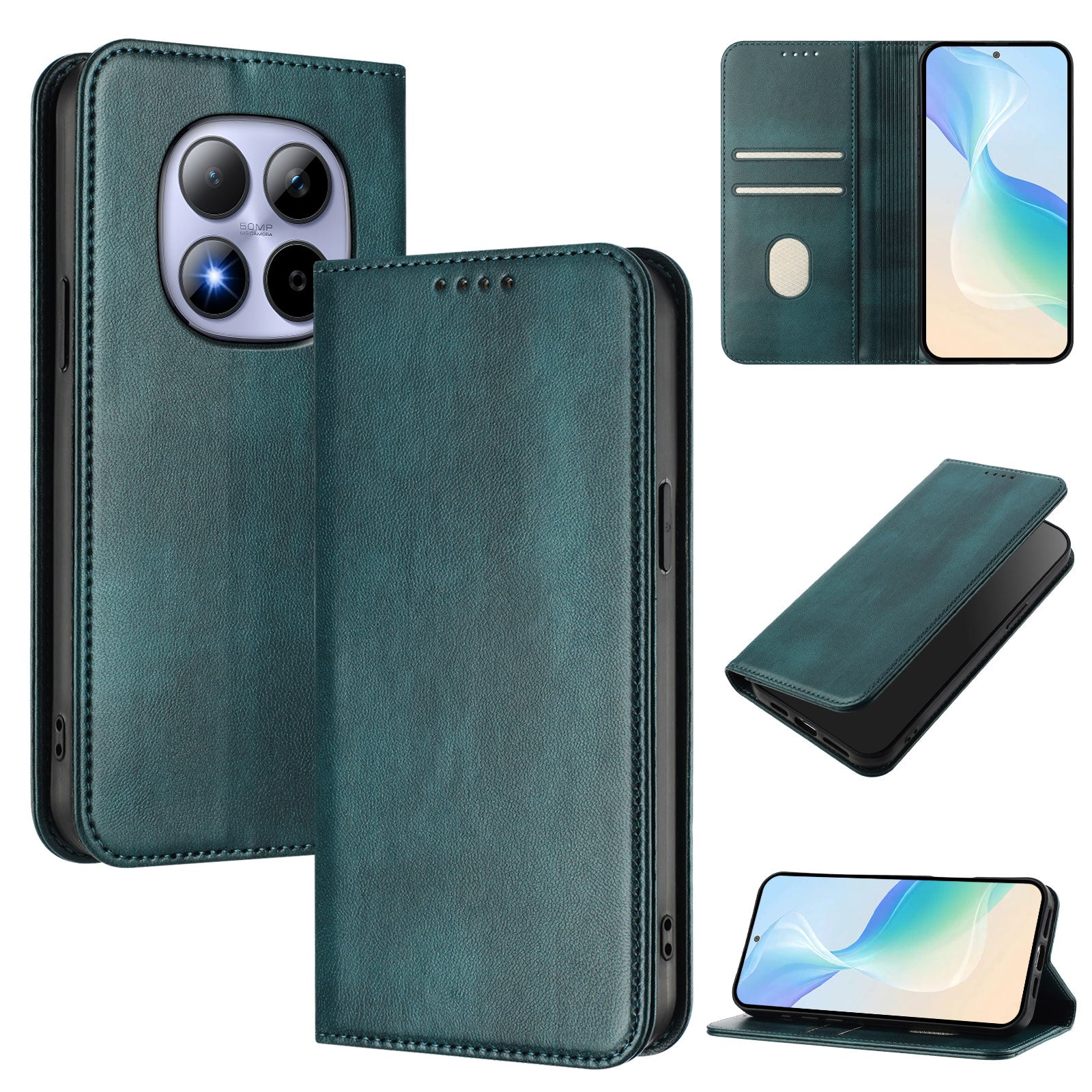 For Xiaomi Redmi Note 15 Pro 5G (Global) Wallet Cases Retro Texture RFID Blocking Leather Phone Cover - Dark Green