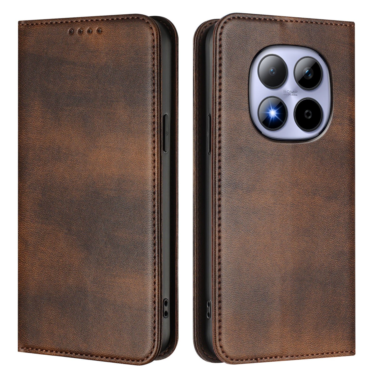 For Xiaomi Redmi Note 15 Pro 5G (Global) Wallet Cases Retro Texture RFID Blocking Leather Phone Cover - Brown