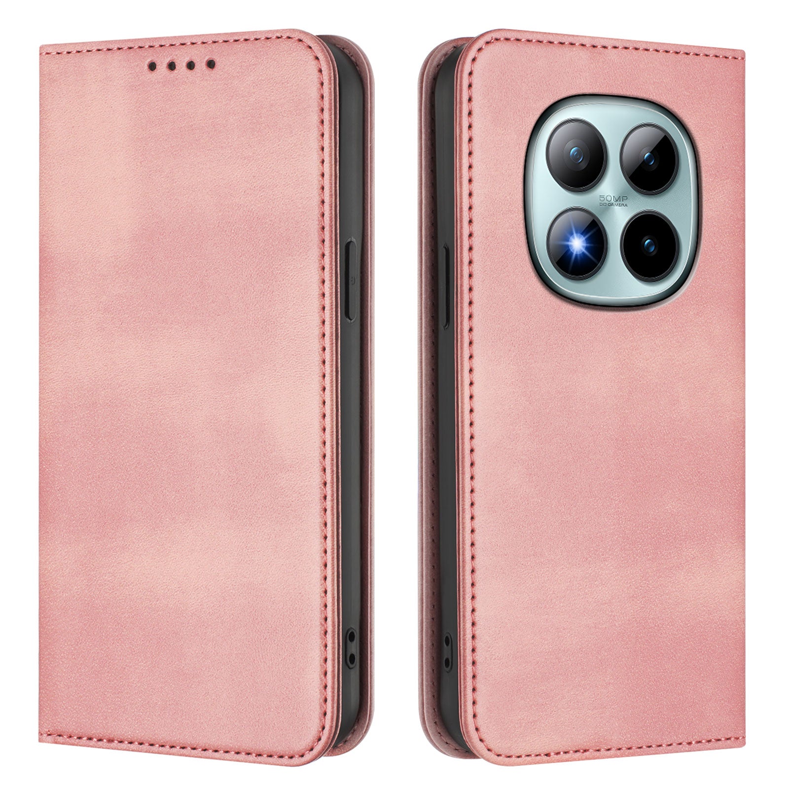 For Xiaomi Poco M8 Pro 5G / Redmi Note 15 Pro+ 5G (Global) Wallet Cases Retro Texture RFID Blocking Leather Phone Cover - Pink