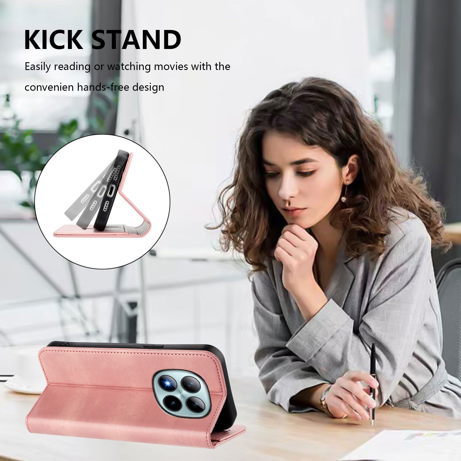 For Xiaomi Poco M8 Pro 5G / Redmi Note 15 Pro+ 5G (Global) Wallet Cases Retro Texture RFID Blocking Leather Phone Cover - Pink