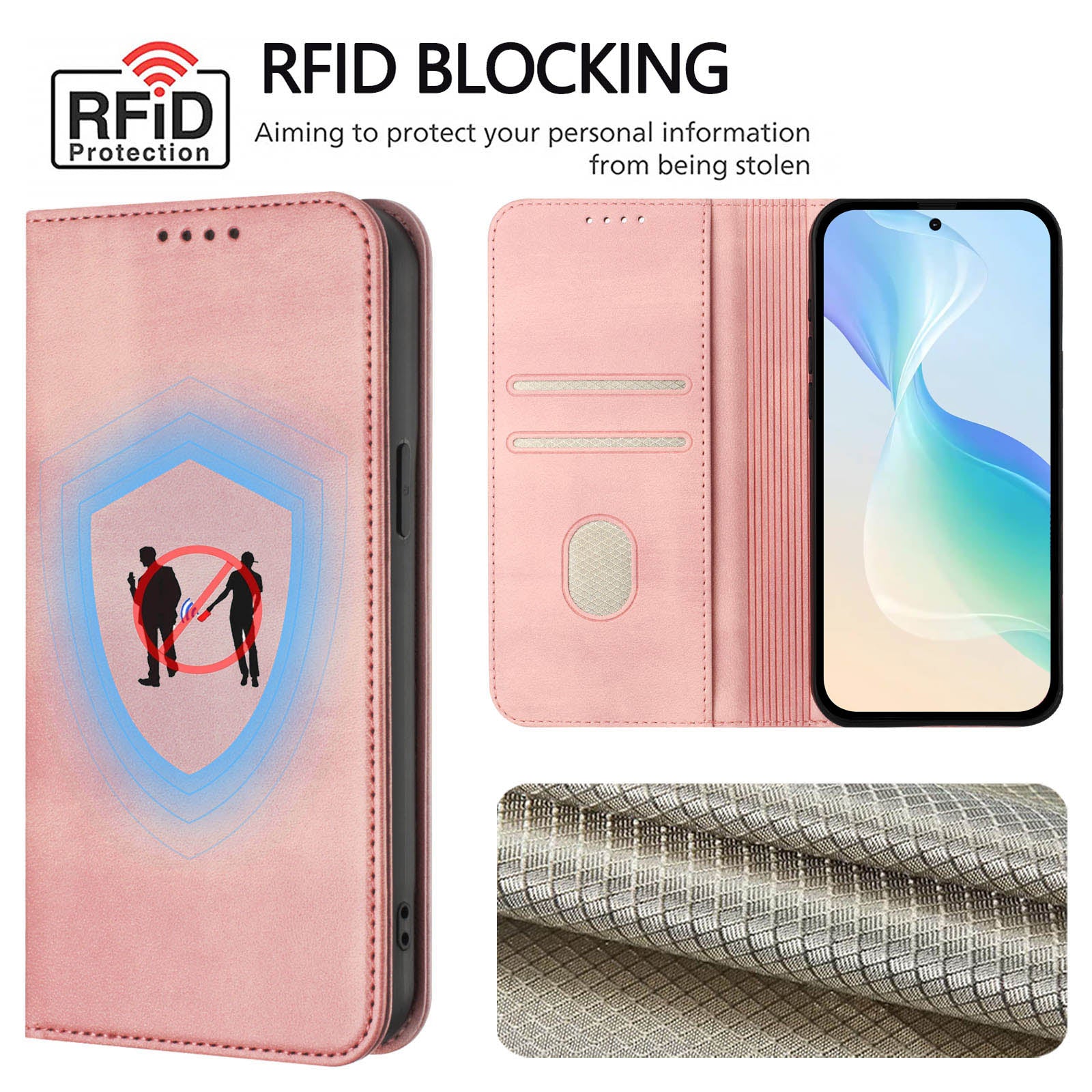 For Xiaomi Poco M8 Pro 5G / Redmi Note 15 Pro+ 5G (Global) Wallet Cases Retro Texture RFID Blocking Leather Phone Cover - Pink
