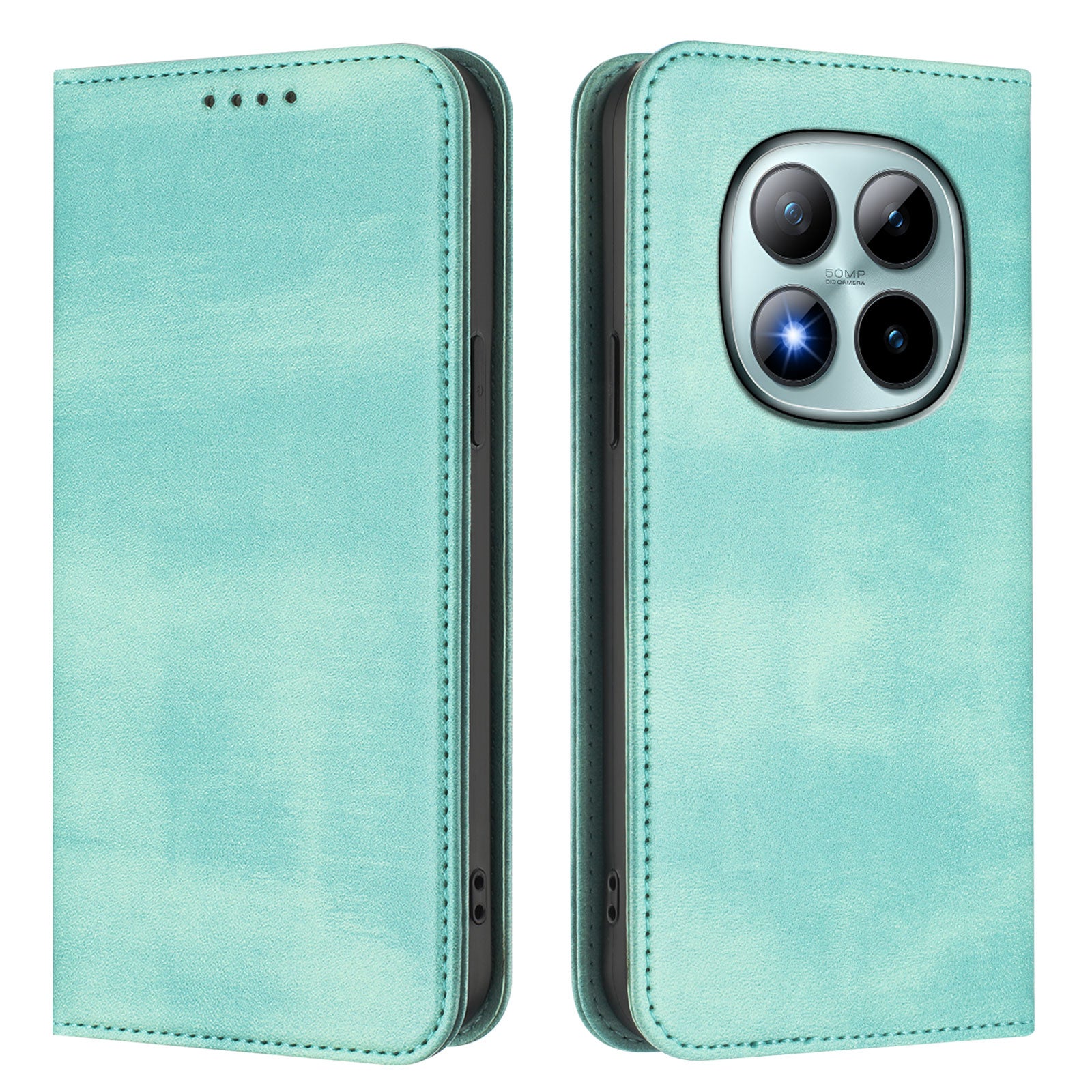 For Xiaomi Poco M8 Pro 5G / Redmi Note 15 Pro+ 5G (Global) Wallet Cases Retro Texture RFID Blocking Leather Phone Cover - Mint Green