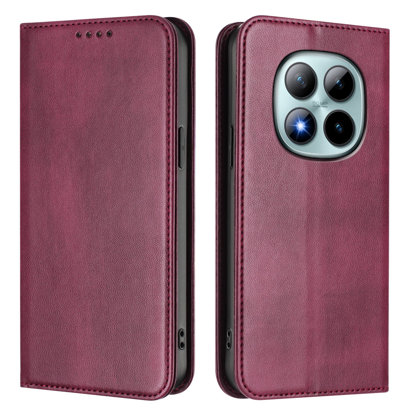 For Xiaomi Poco M8 Pro 5G / Redmi Note 15 Pro+ 5G (Global) Wallet Cases Retro Texture RFID Blocking Leather Phone Cover - Wine Red
