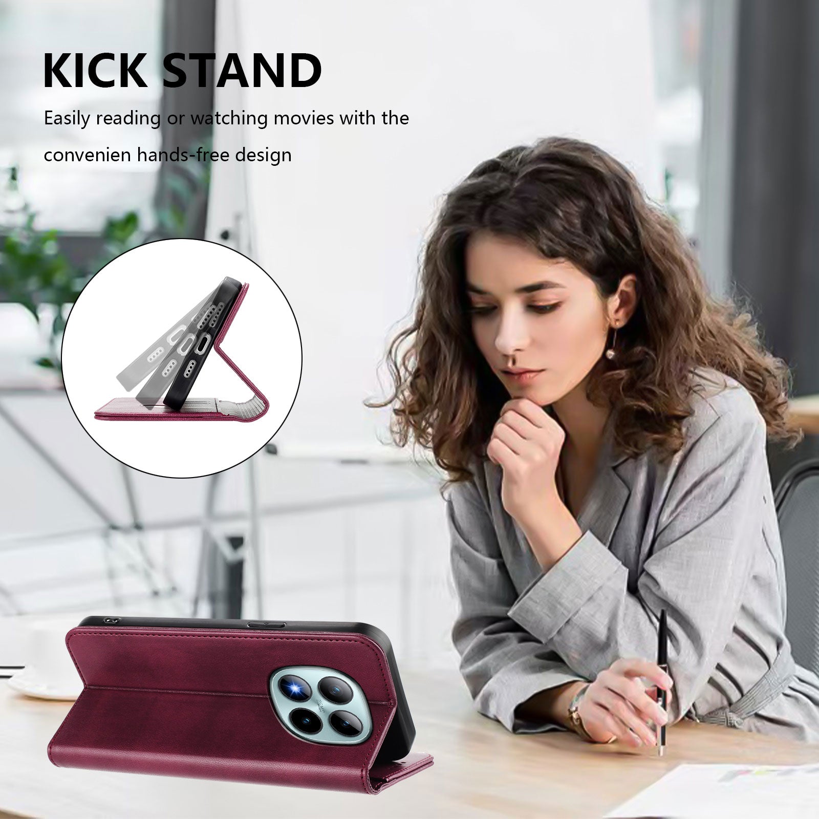 For Xiaomi Poco M8 Pro 5G / Redmi Note 15 Pro+ 5G (Global) Wallet Cases Retro Texture RFID Blocking Leather Phone Cover - Wine Red