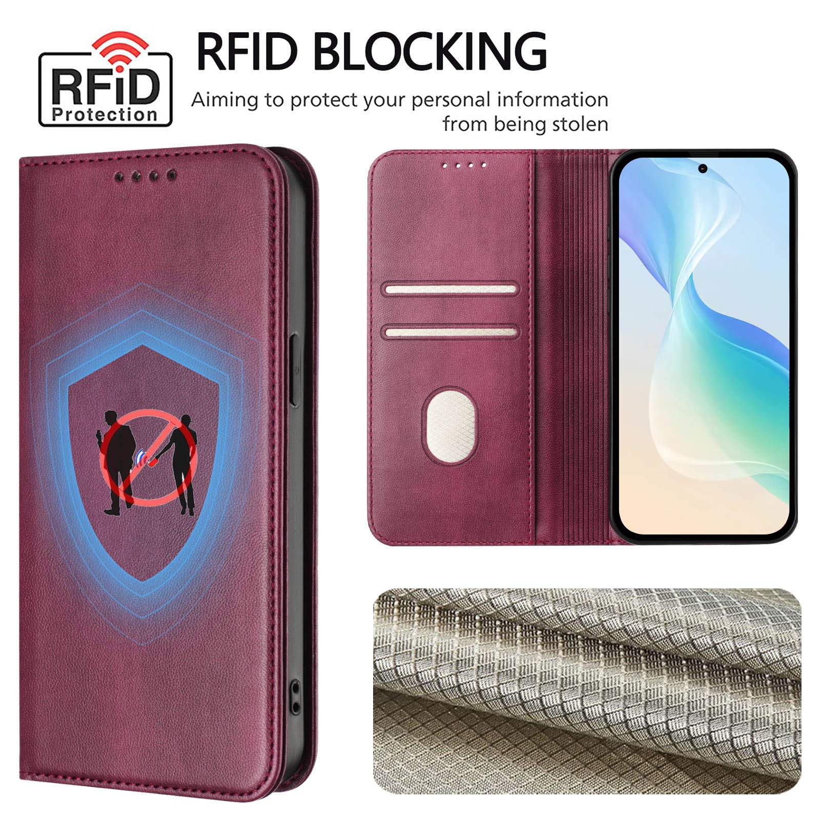 For Xiaomi Poco M8 Pro 5G / Redmi Note 15 Pro+ 5G (Global) Wallet Cases Retro Texture RFID Blocking Leather Phone Cover - Wine Red