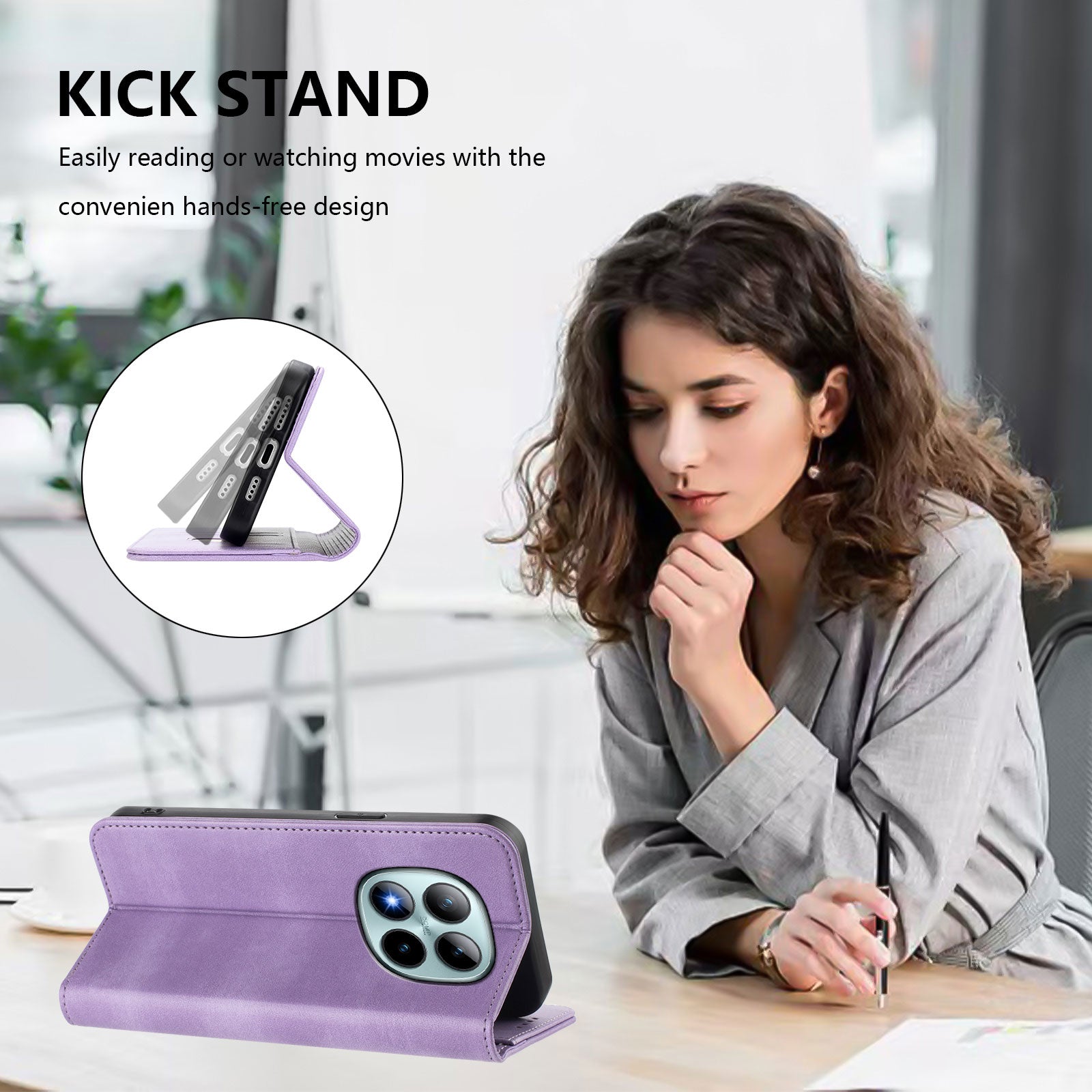 For Xiaomi Poco M8 Pro 5G / Redmi Note 15 Pro+ 5G (Global) Wallet Cases Retro Texture RFID Blocking Leather Phone Cover - Light Purple