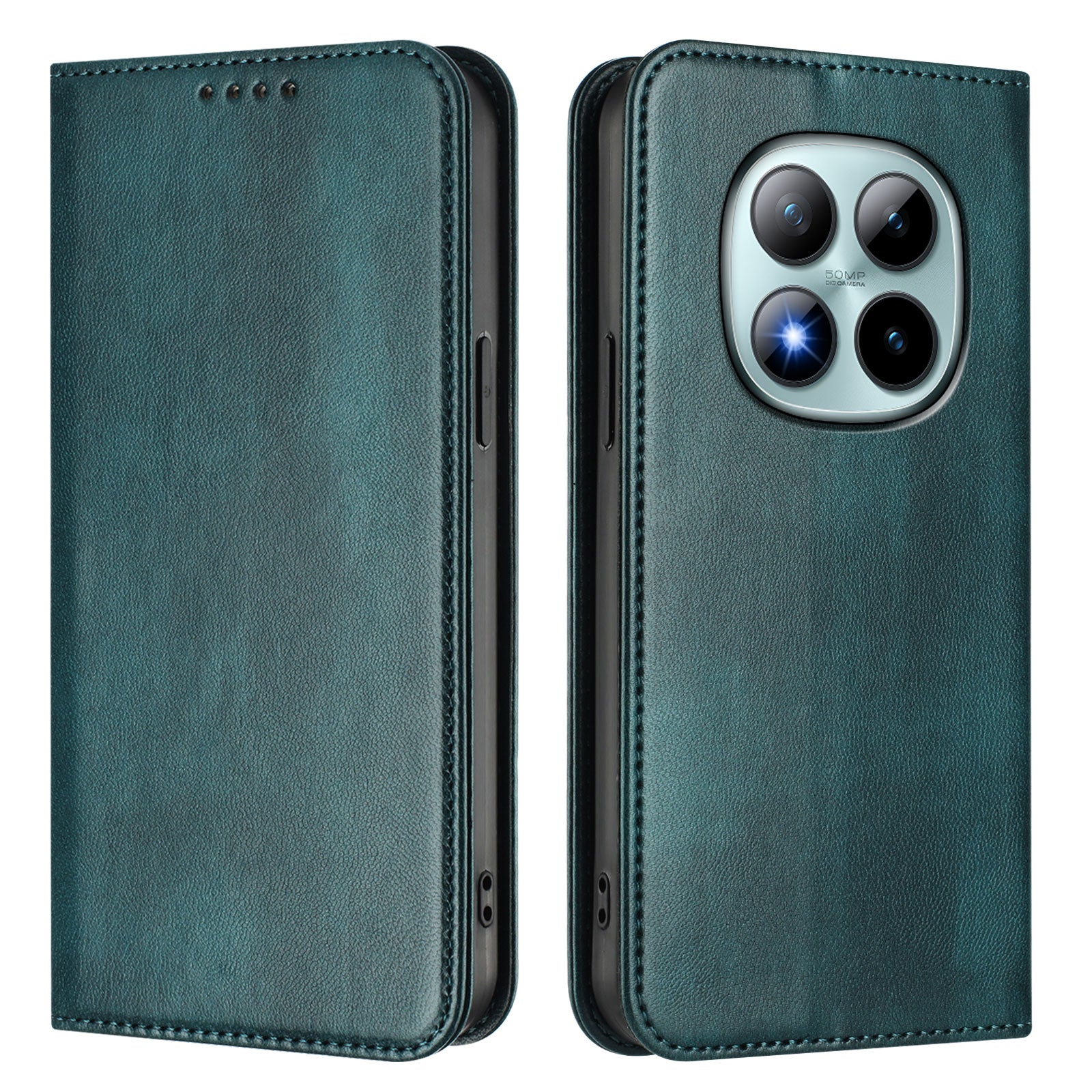 For Xiaomi Poco M8 Pro 5G / Redmi Note 15 Pro+ 5G (Global) Wallet Cases Retro Texture RFID Blocking Leather Phone Cover - Dark Green
