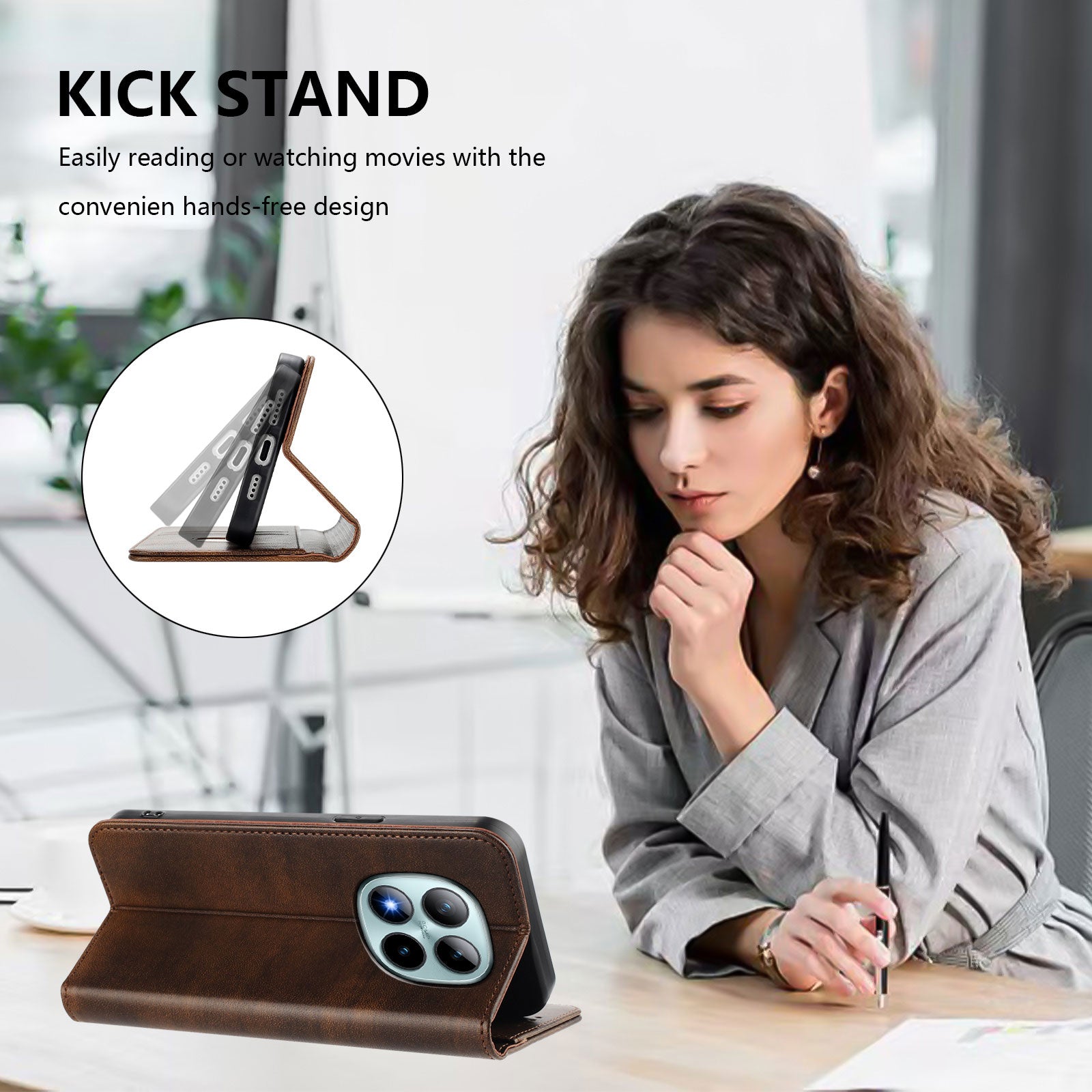 For Xiaomi Poco M8 Pro 5G / Redmi Note 15 Pro+ 5G (Global) Wallet Cases Retro Texture RFID Blocking Leather Phone Cover - Brown