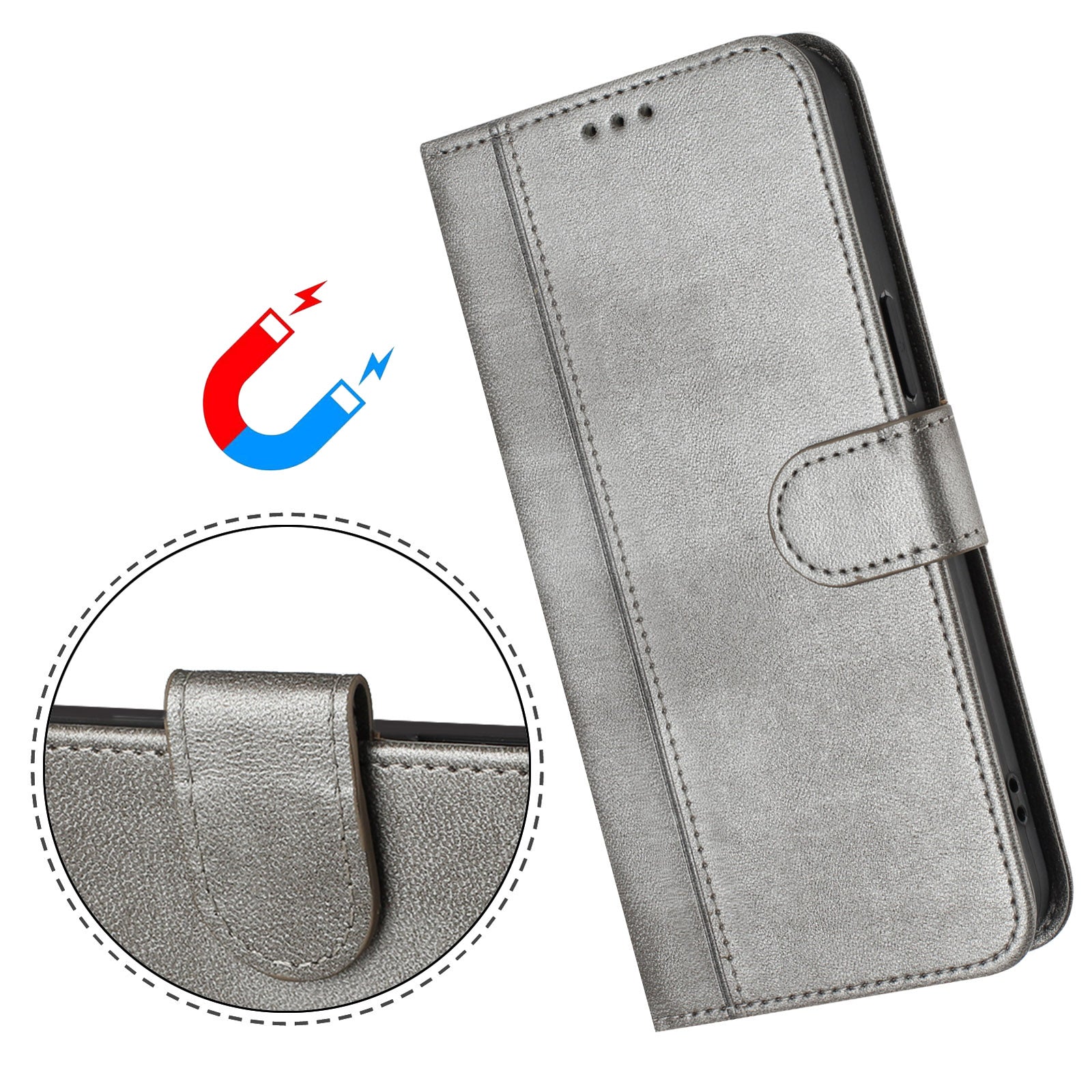 For Xiaomi Redmi Note 15 Pro 5G (Global) Cases Wallet Stand Retro Texture Leather Phone Cover with Lanyard - Grey