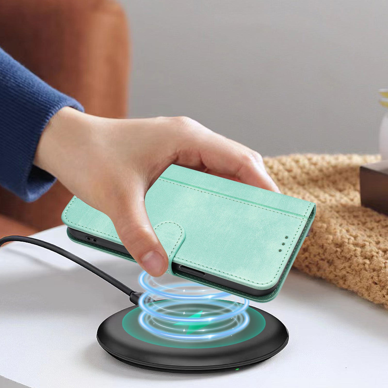 For Xiaomi Redmi Note 15 Pro 5G (Global) Cases Wallet Stand Retro Texture Leather Phone Cover with Lanyard - Mint Green