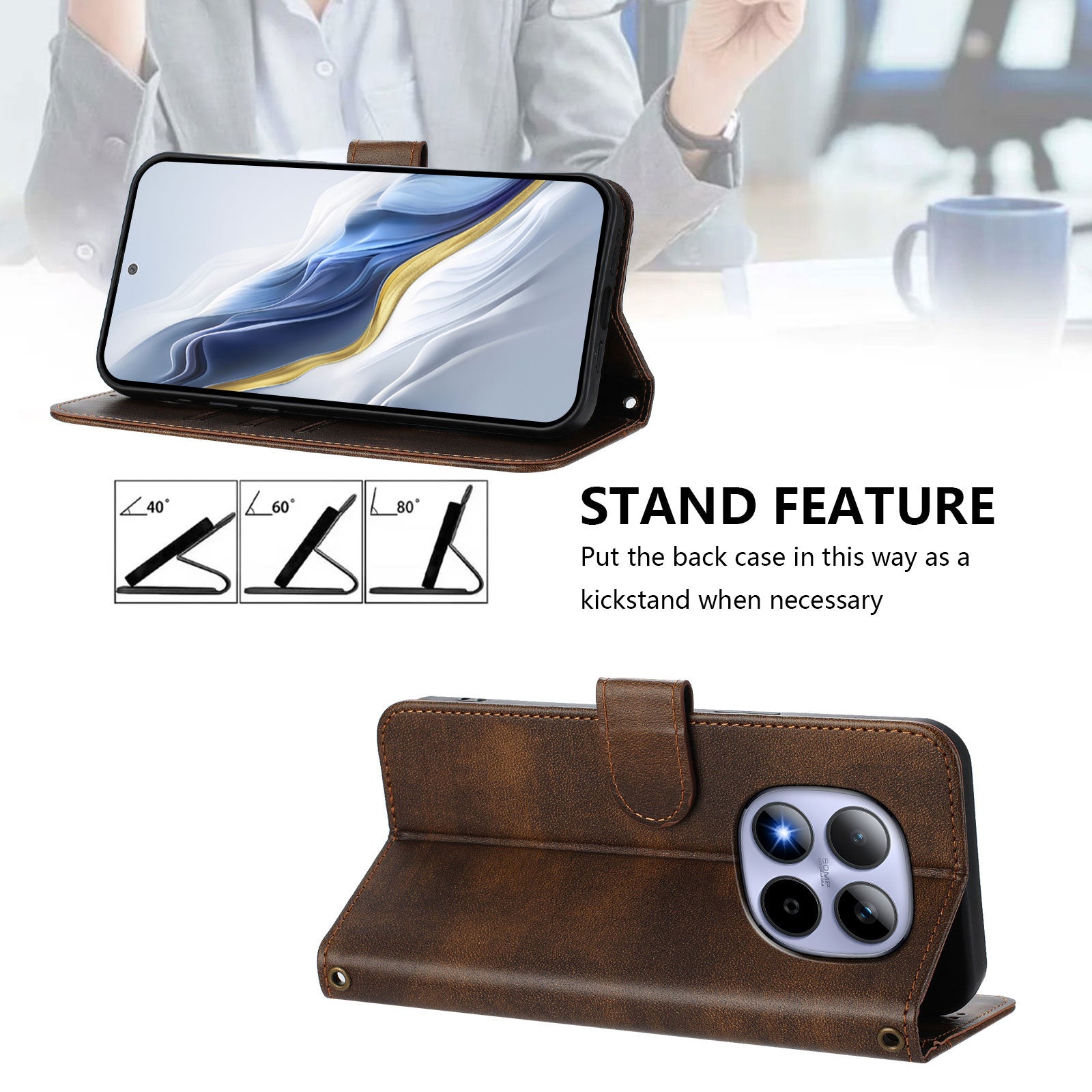 For Xiaomi Redmi Note 15 Pro 5G (Global) Cases Wallet Stand Retro Texture Leather Phone Cover with Lanyard - Brown