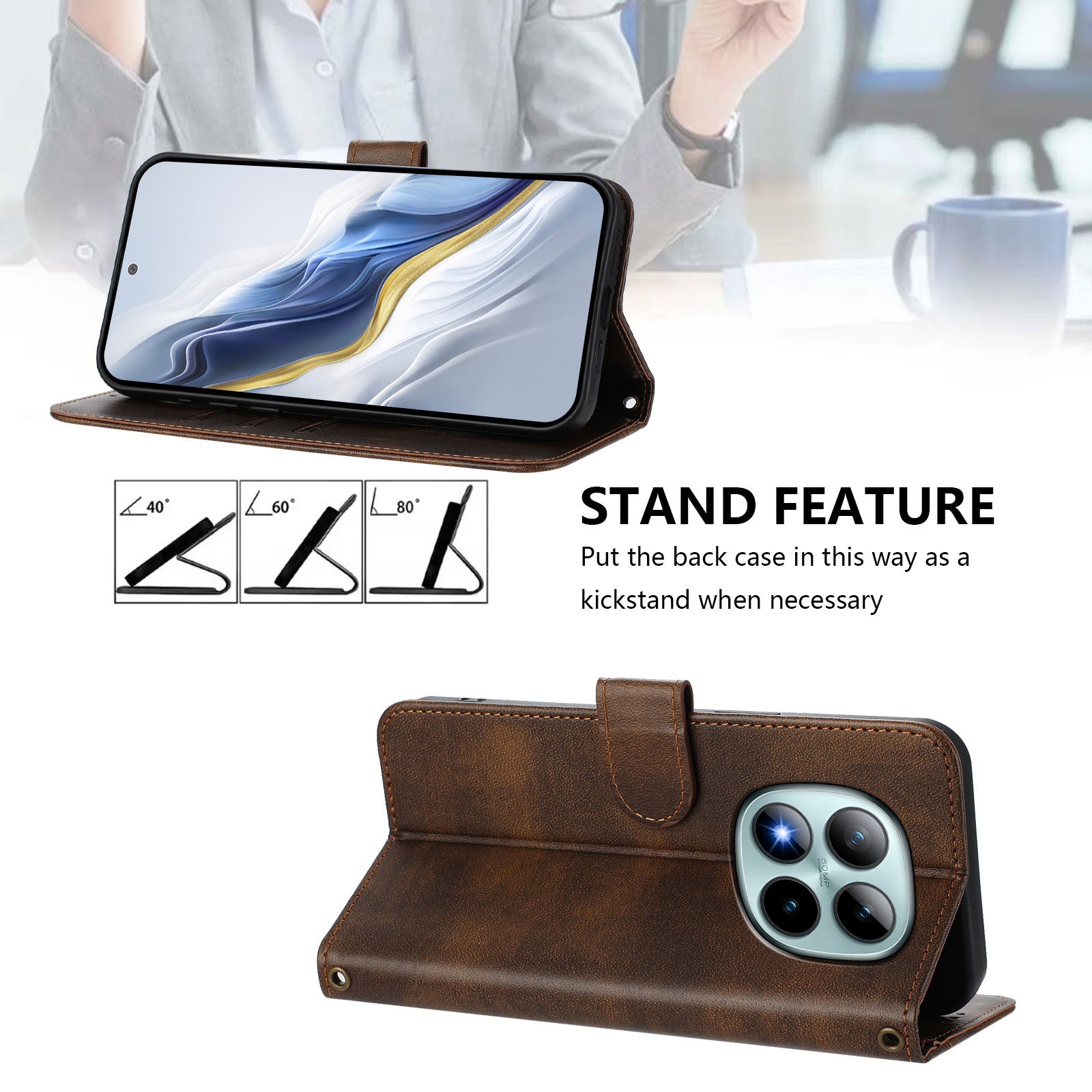 For Xiaomi Poco M8 Pro 5G / Redmi Note 15 Pro+ 5G (Global) Cases Wallet Stand Retro Texture Leather Phone Cover with Lanyard - Brown