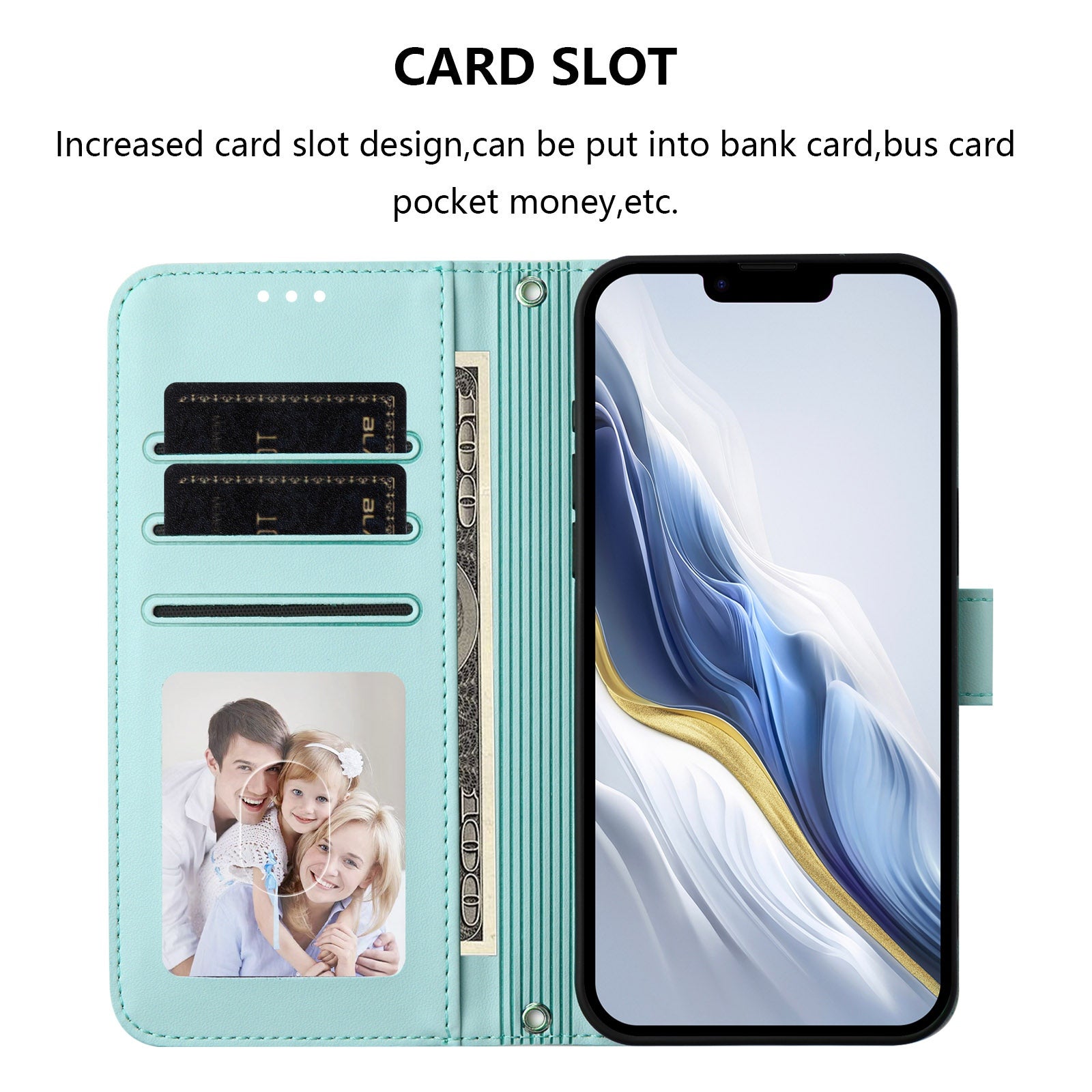 For Xiaomi Redmi Note 15 Pro 5G (Global) Leather Case Wallet Stand Phone Cover with Wrist Strap - Mint Green