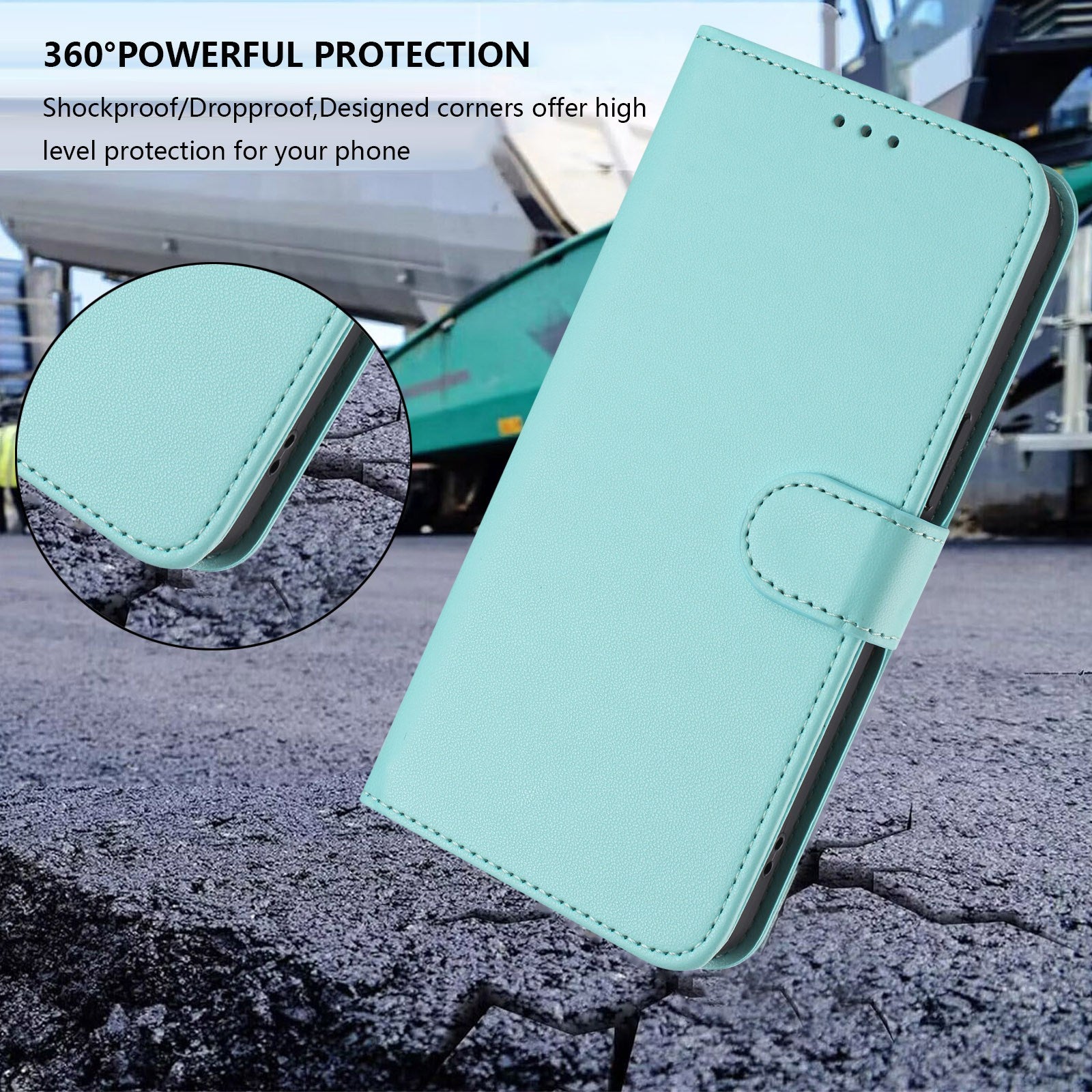 For Xiaomi Redmi Note 15 Pro 5G (Global) Leather Case Wallet Stand Phone Cover with Wrist Strap - Mint Green