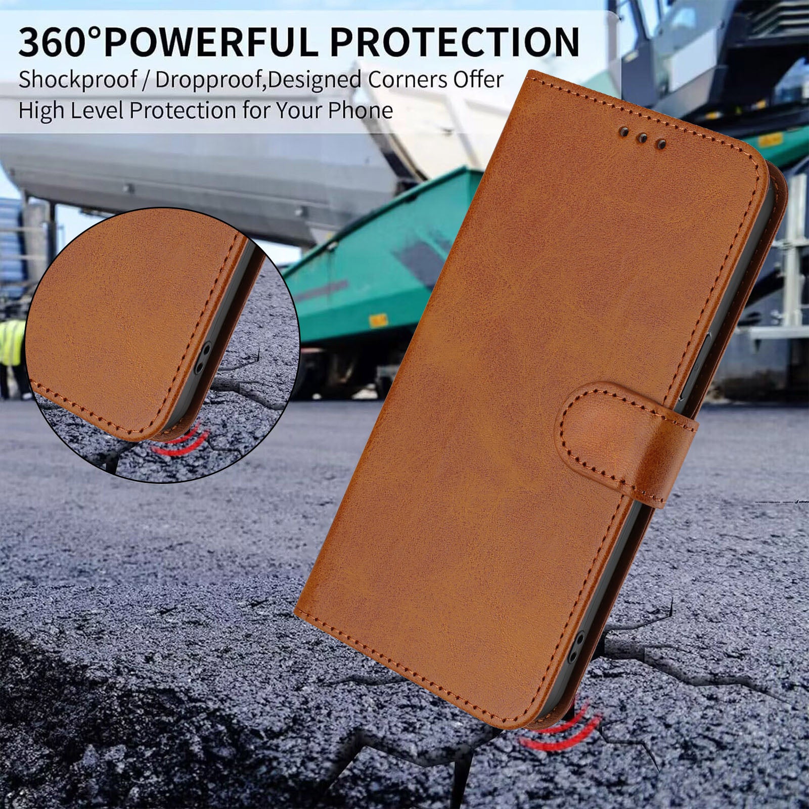 For Xiaomi Redmi Note 15 Pro 5G (Global) Wallet Case RFID Blocking Calf Texture Leather Stand Phone Cover with Strap - Brown