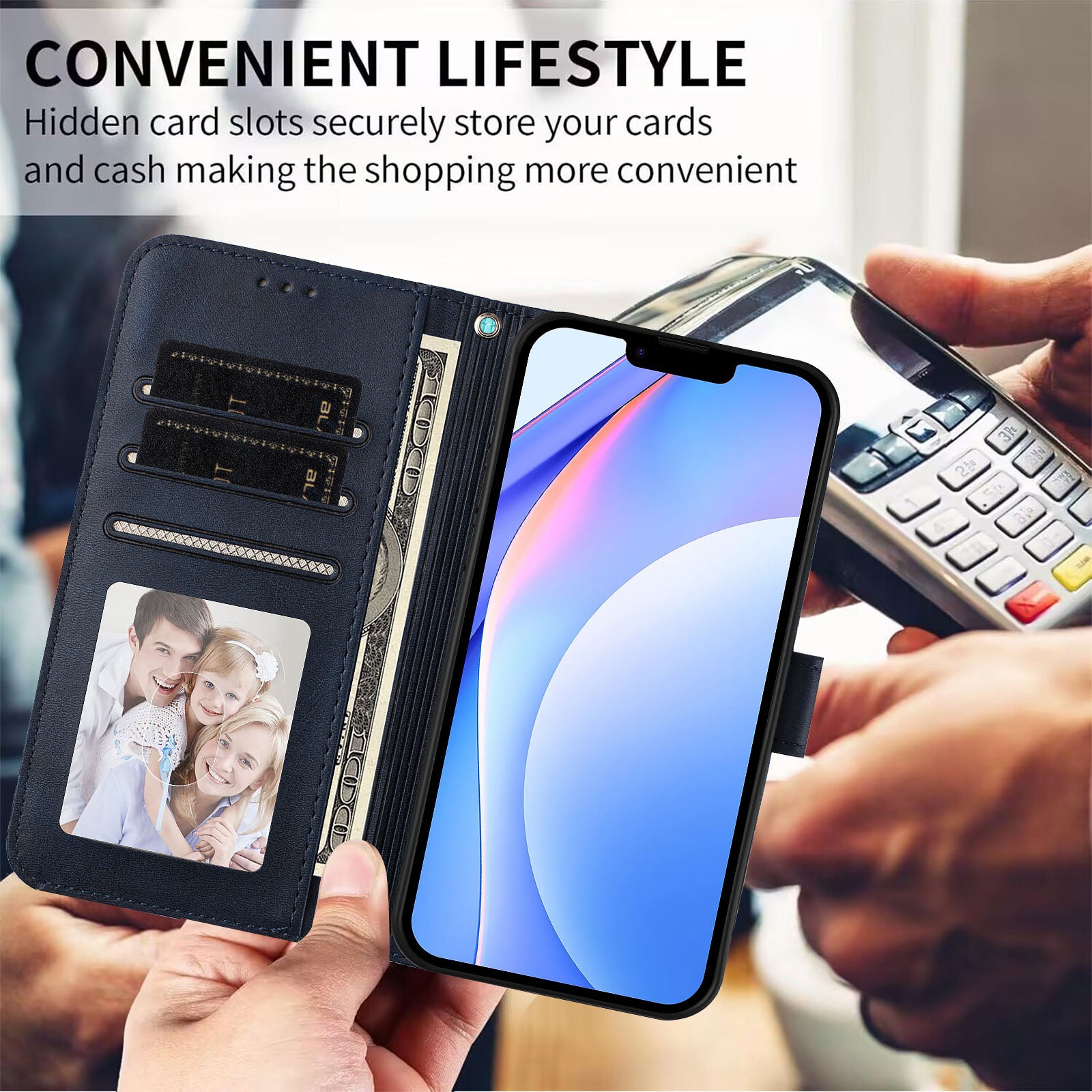 For Xiaomi Poco M8 Pro 5G / Redmi Note 15 Pro+ 5G (Global) Wallet Case RFID Blocking Calf Texture Leather Stand Phone Cover with Strap - Blue