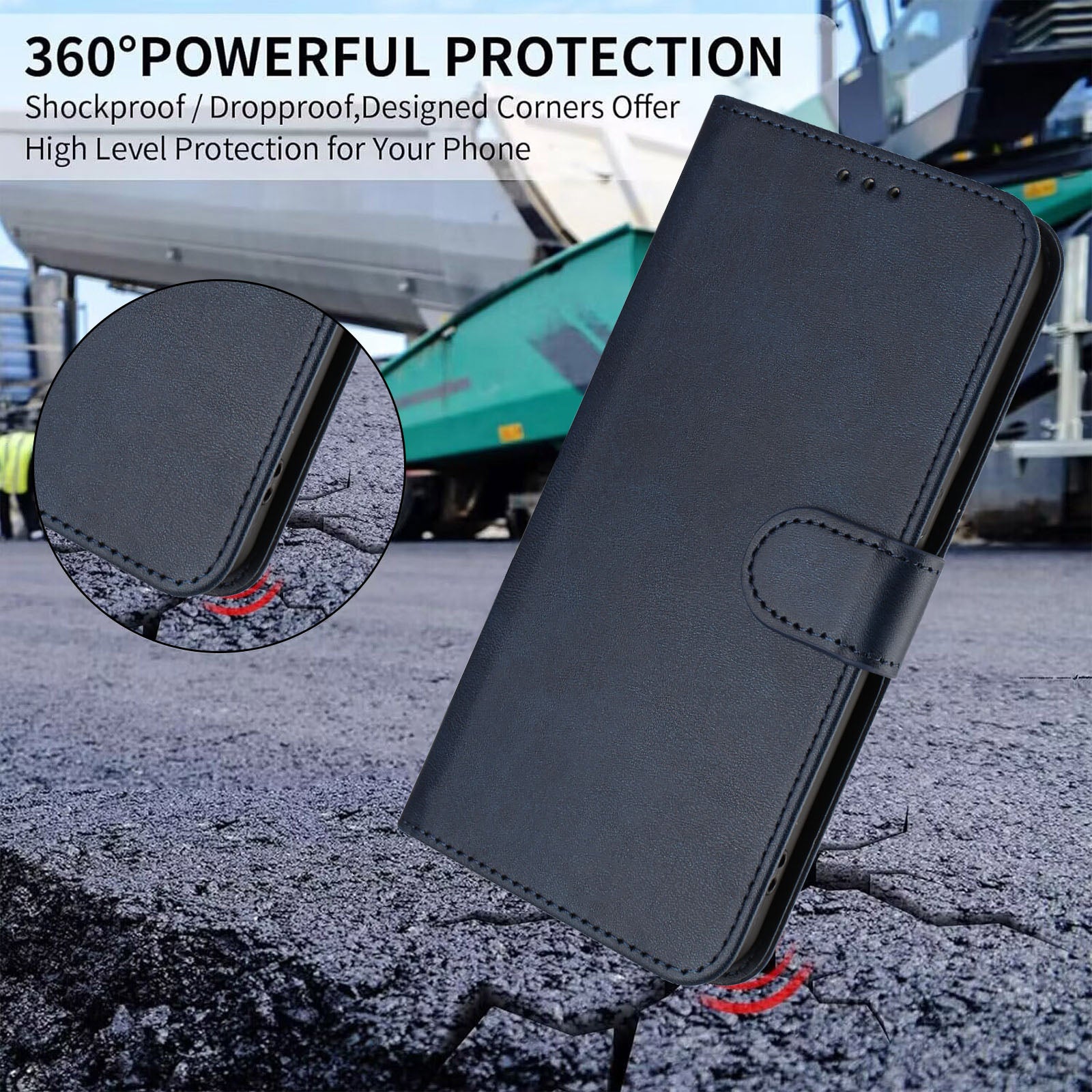 For Xiaomi Poco M8 Pro 5G / Redmi Note 15 Pro+ 5G (Global) Wallet Case RFID Blocking Calf Texture Leather Stand Phone Cover with Strap - Blue