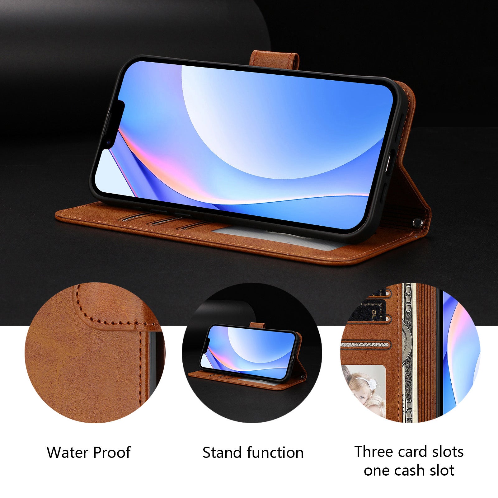 For Xiaomi Poco M8 Pro 5G / Redmi Note 15 Pro+ 5G (Global) Wallet Case RFID Blocking Calf Texture Leather Stand Phone Cover with Strap - Brown