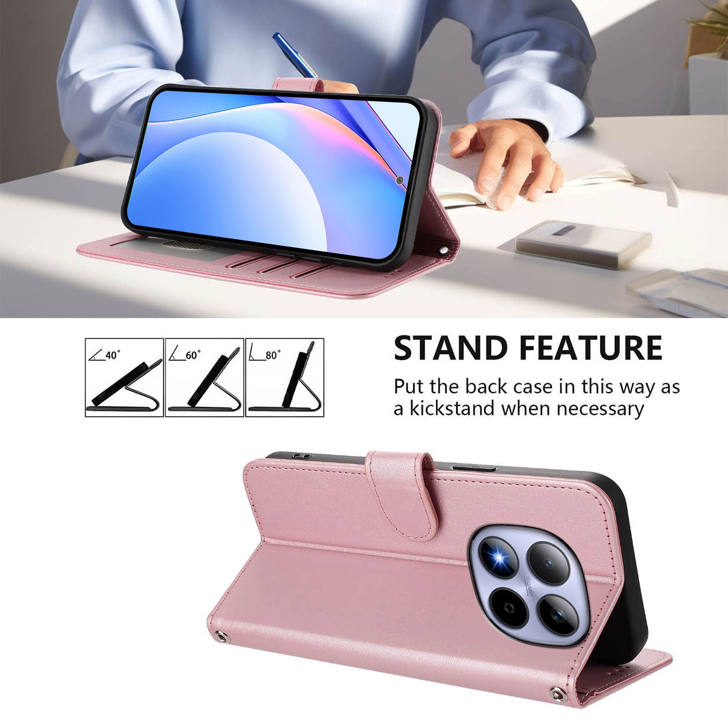 For Xiaomi Redmi Note 15 Pro 5G (Global) Case Panda Imprint RFID Blocking Wallet Leather Phone Cover with Wrist Strap - Pink
