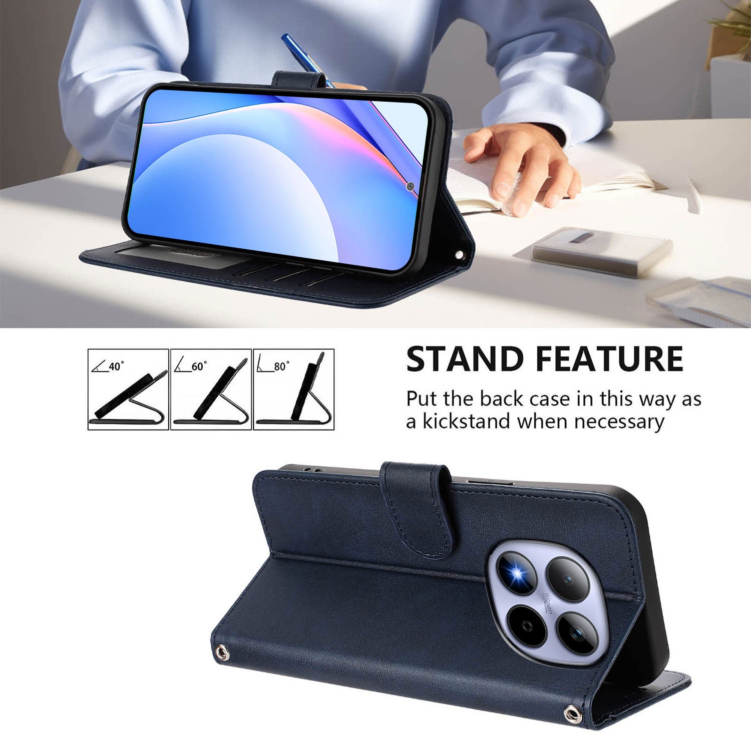 For Xiaomi Redmi Note 15 Pro 5G (Global) Case Panda Imprint RFID Blocking Wallet Leather Phone Cover with Wrist Strap - Blue