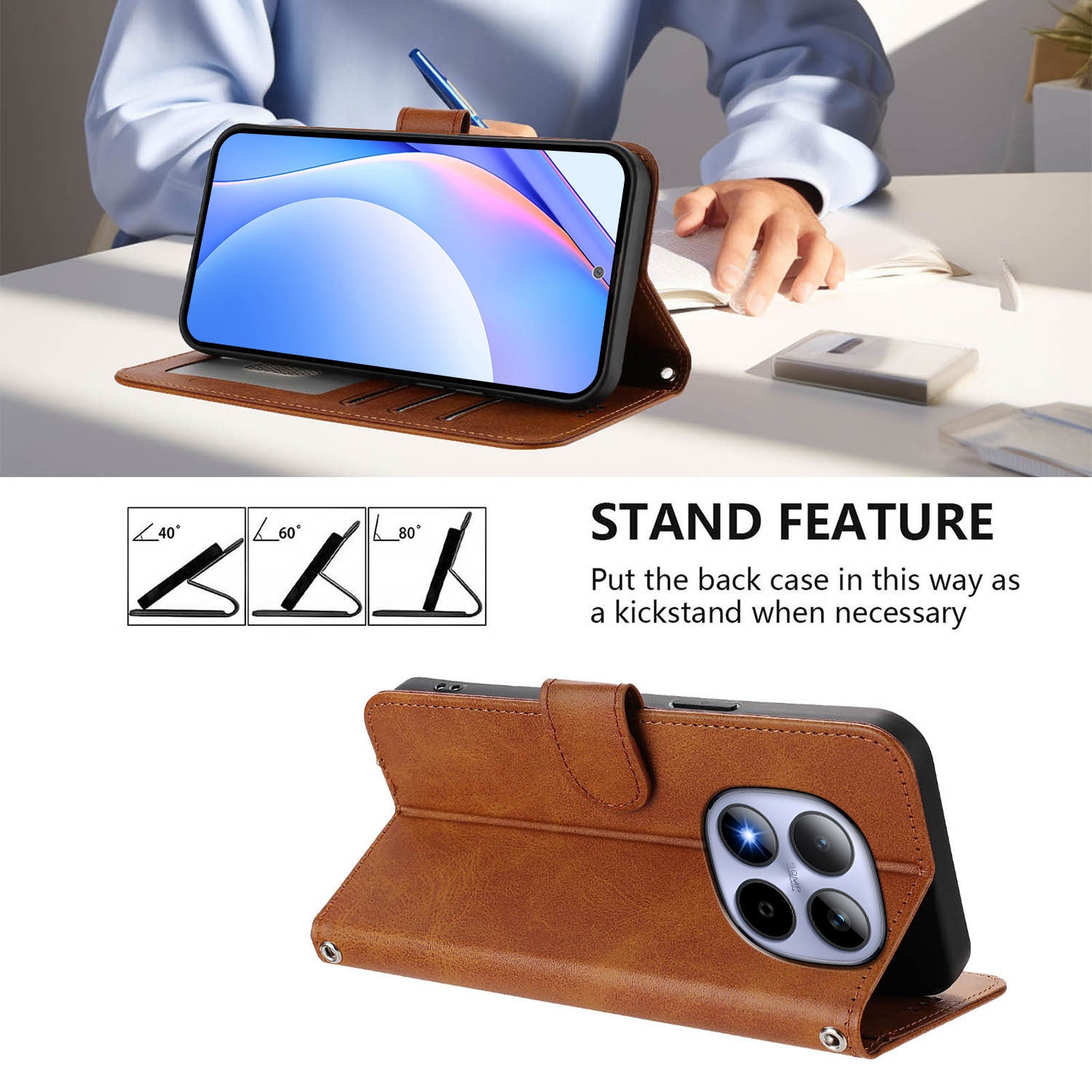 For Xiaomi Redmi Note 15 Pro 5G (Global) Case Panda Imprint RFID Blocking Wallet Leather Phone Cover with Wrist Strap - Brown