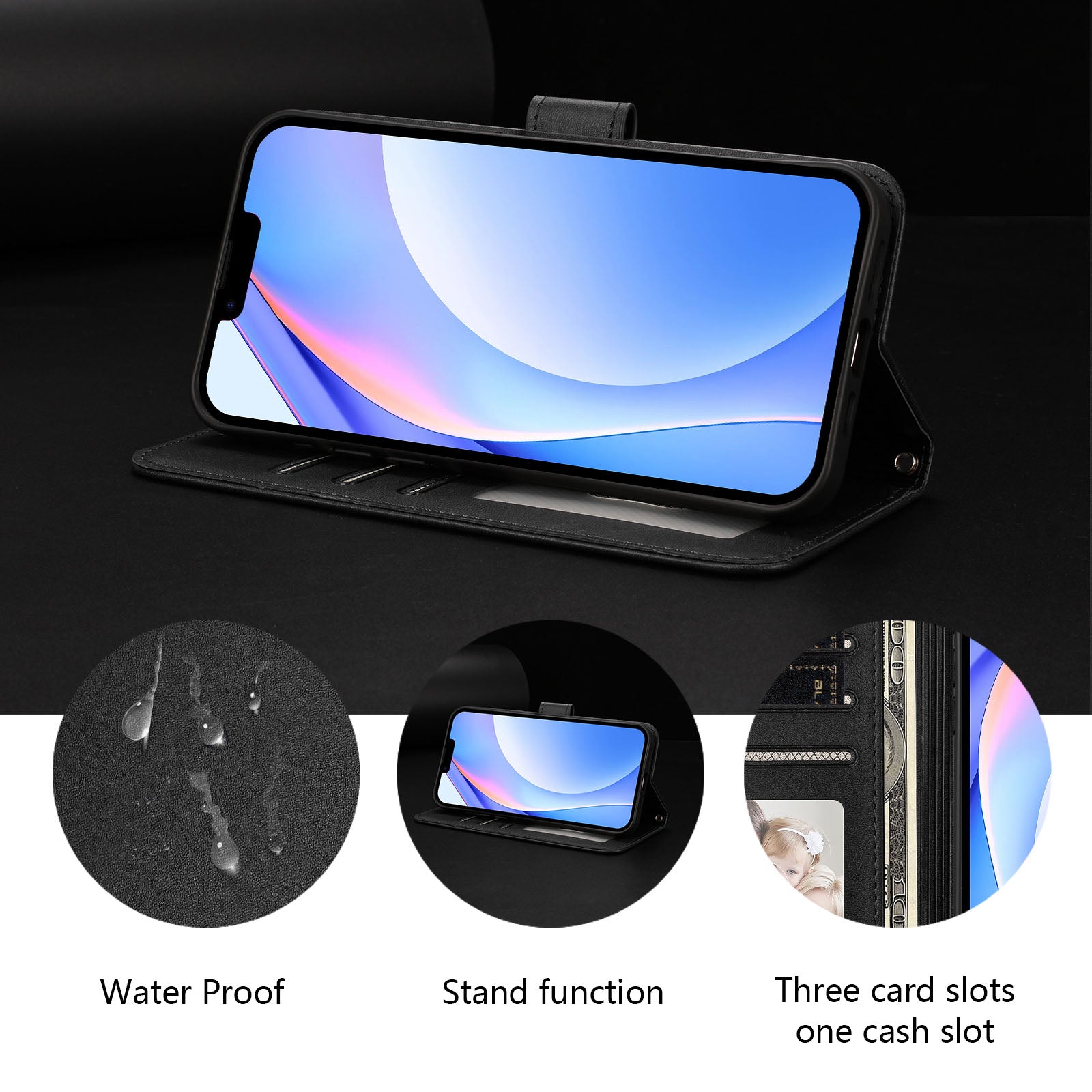 For Xiaomi Poco M8 Pro 5G / Redmi Note 15 Pro+ 5G (Global) Case Panda Imprint RFID Blocking Wallet Leather Phone Cover with Wrist Strap - Black