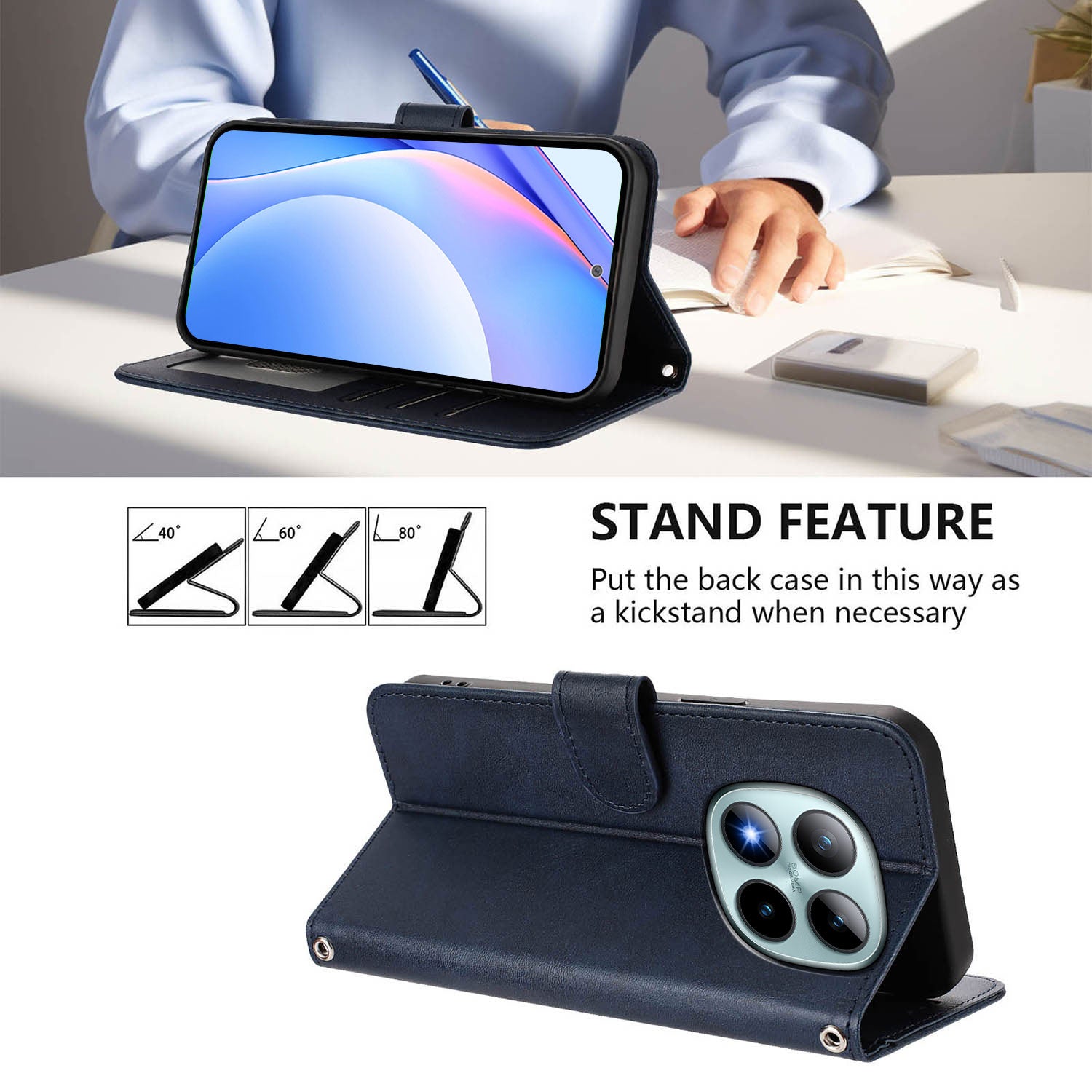 For Xiaomi Poco M8 Pro 5G / Redmi Note 15 Pro+ 5G (Global) Case Panda Imprint RFID Blocking Wallet Leather Phone Cover with Wrist Strap - Blue