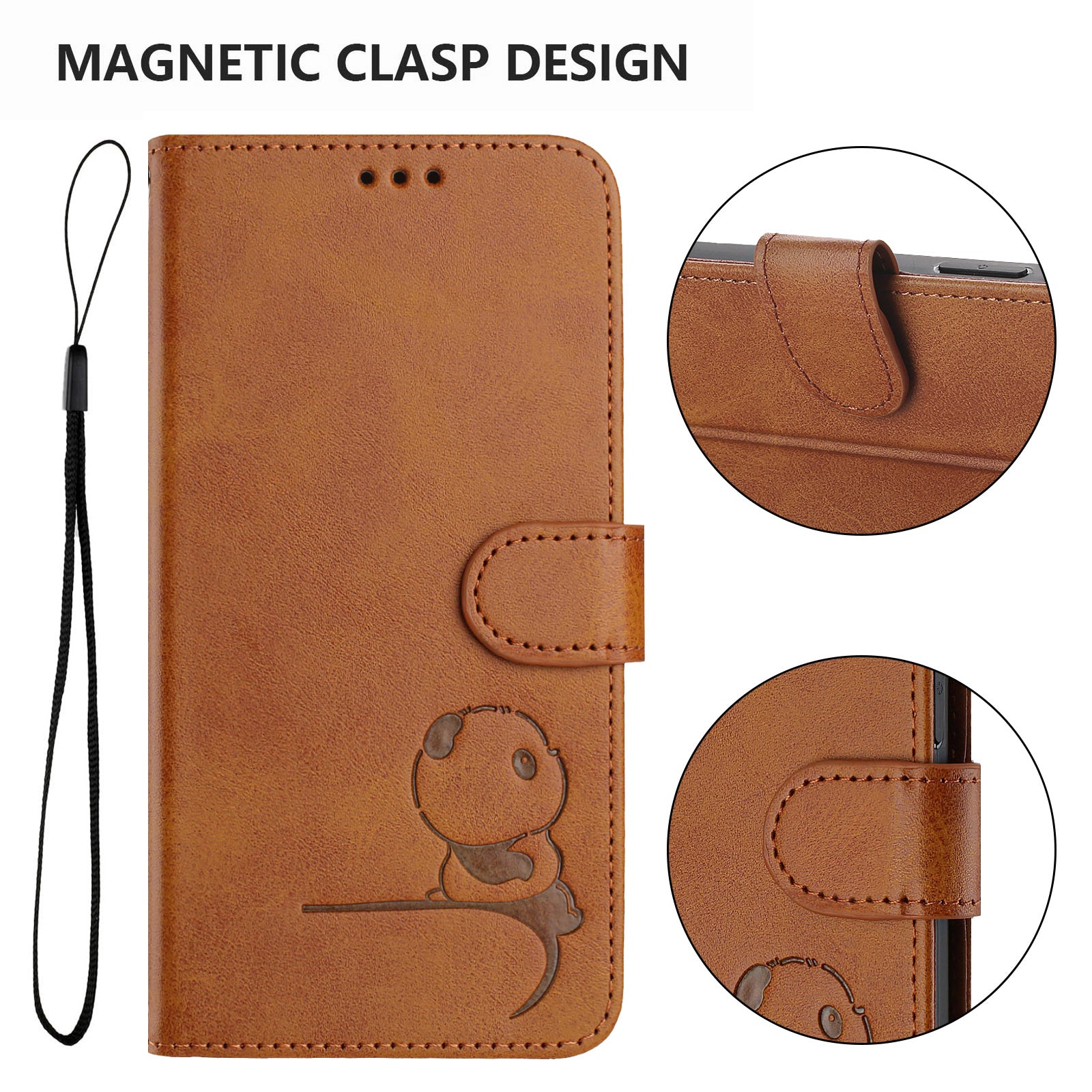 For Xiaomi Poco M8 Pro 5G / Redmi Note 15 Pro+ 5G (Global) Case Panda Imprint RFID Blocking Wallet Leather Phone Cover with Wrist Strap - Brown
