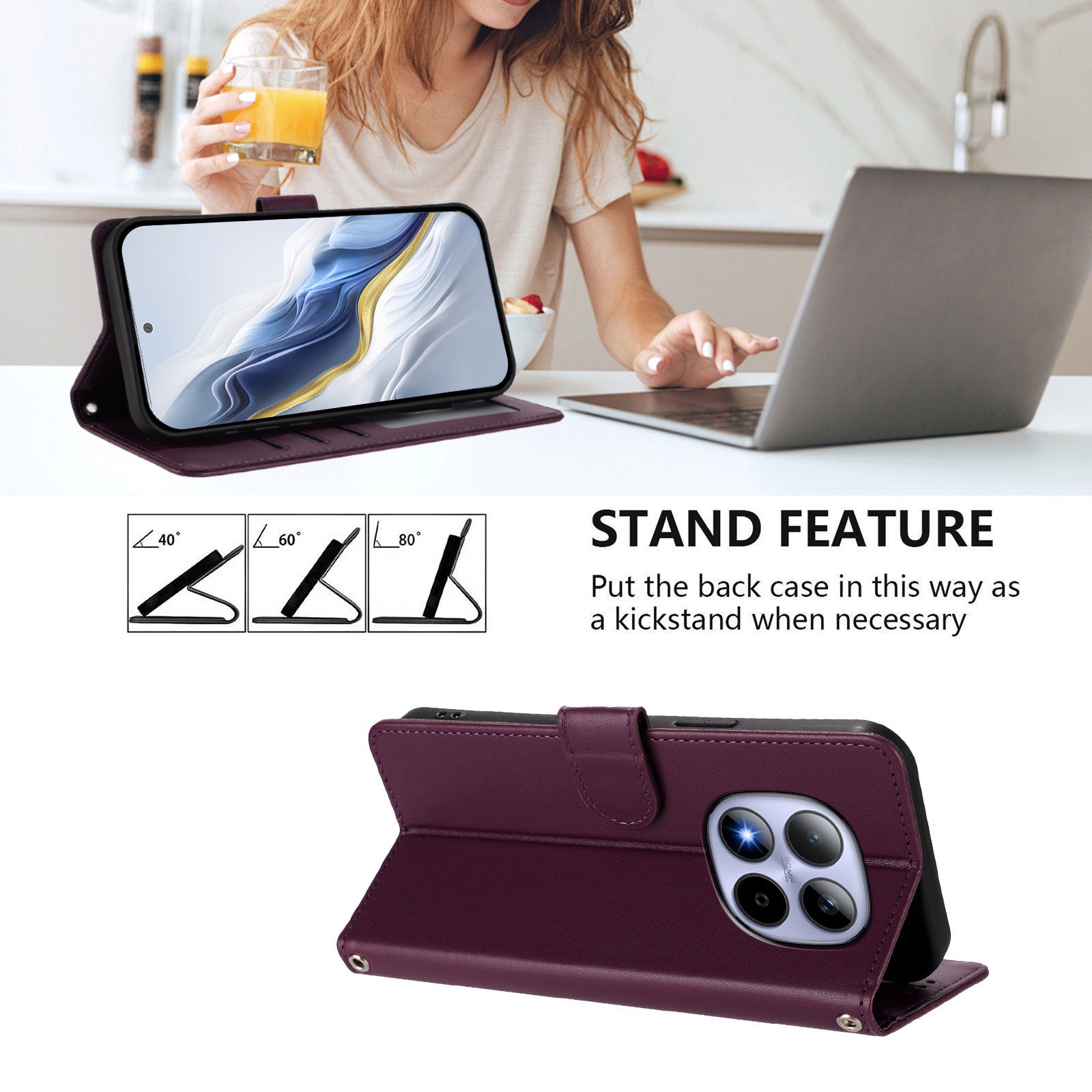 For Xiaomi Redmi Note 15 Pro 5G (Global) Wallet Case with Wrist Strap Love Cat Pattern Imprint Leather Phone Cover - Purple