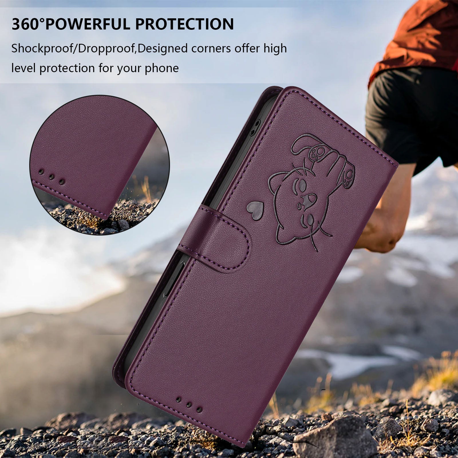For Xiaomi Redmi Note 15 Pro 5G (Global) Wallet Case with Wrist Strap Love Cat Pattern Imprint Leather Phone Cover - Purple