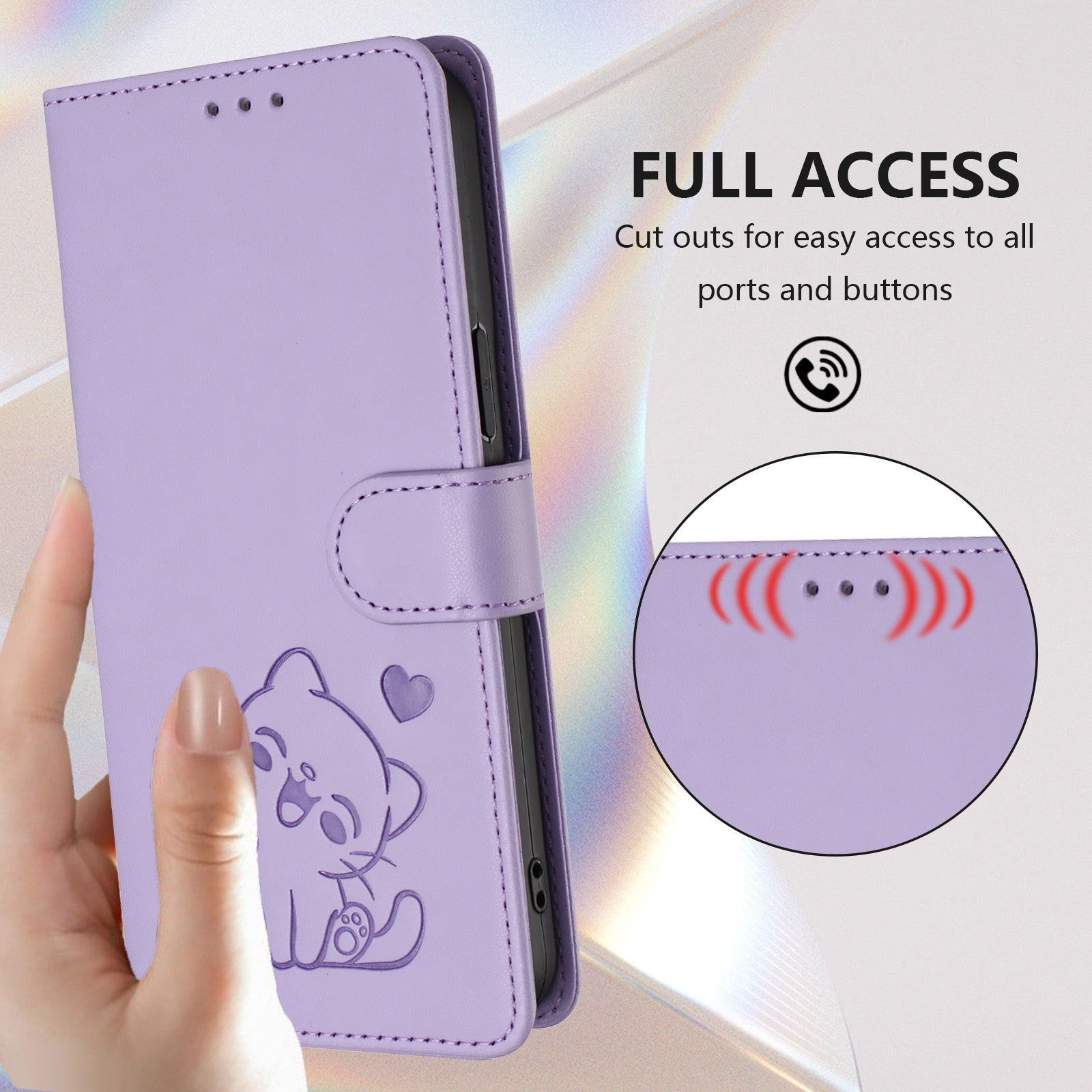 For Xiaomi Redmi Note 15 Pro 5G (Global) Wallet Case with Wrist Strap Love Cat Pattern Imprint Leather Phone Cover - Light Purple