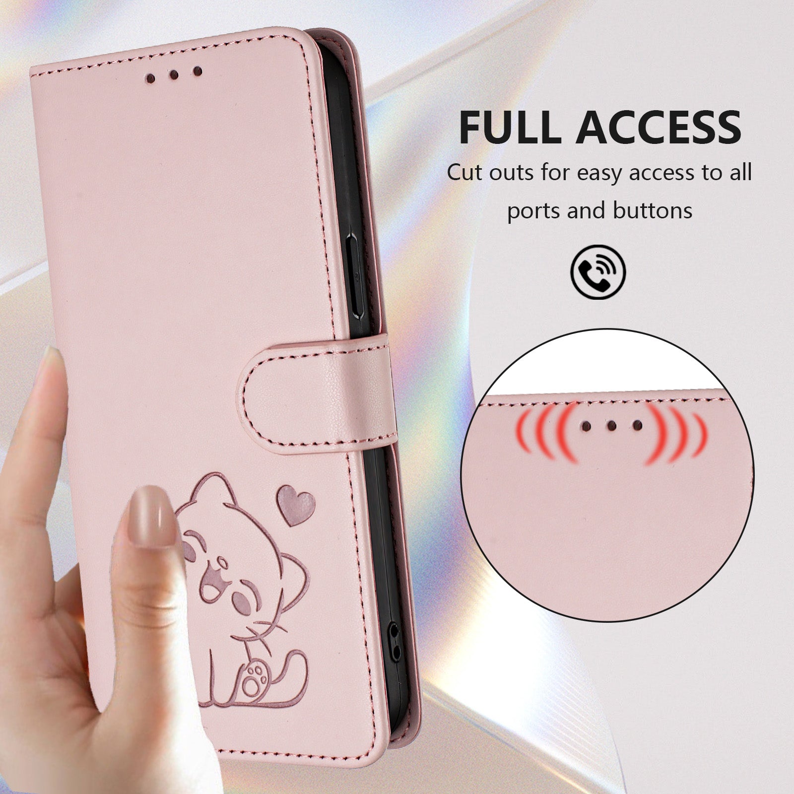 For Xiaomi Redmi Note 15 Pro 5G (Global) Wallet Case with Wrist Strap Love Cat Pattern Imprint Leather Phone Cover - Pink
