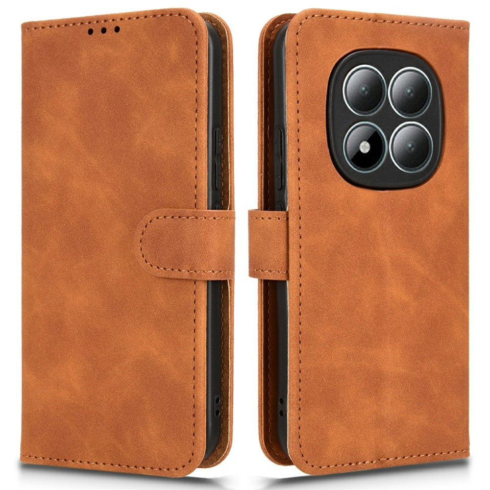 For Xiaomi Redmi Note 15 Pro 5G (Global) Leather Case Skin Feel Anti Drop Wallet Flip Phone Cover - Brown