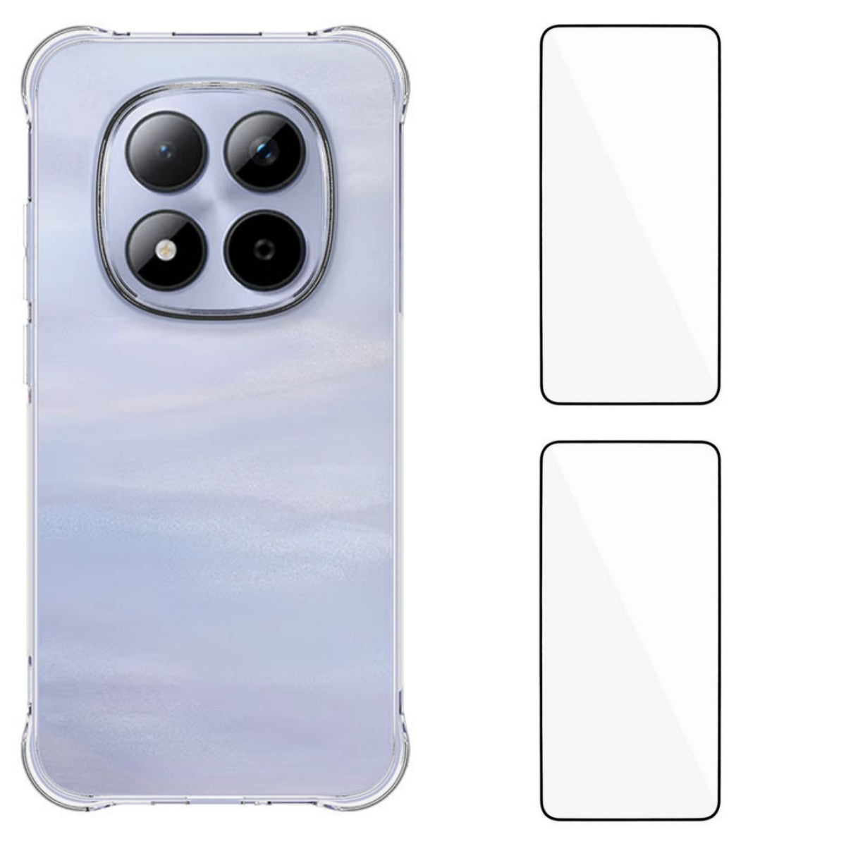 For Xiaomi Redmi Note 15 Pro 5G (Global) TPU Case WANLONFENG WL2 Series 2.0mm Phone Cover with 2Pcs Tempered Glass Films - Transparent