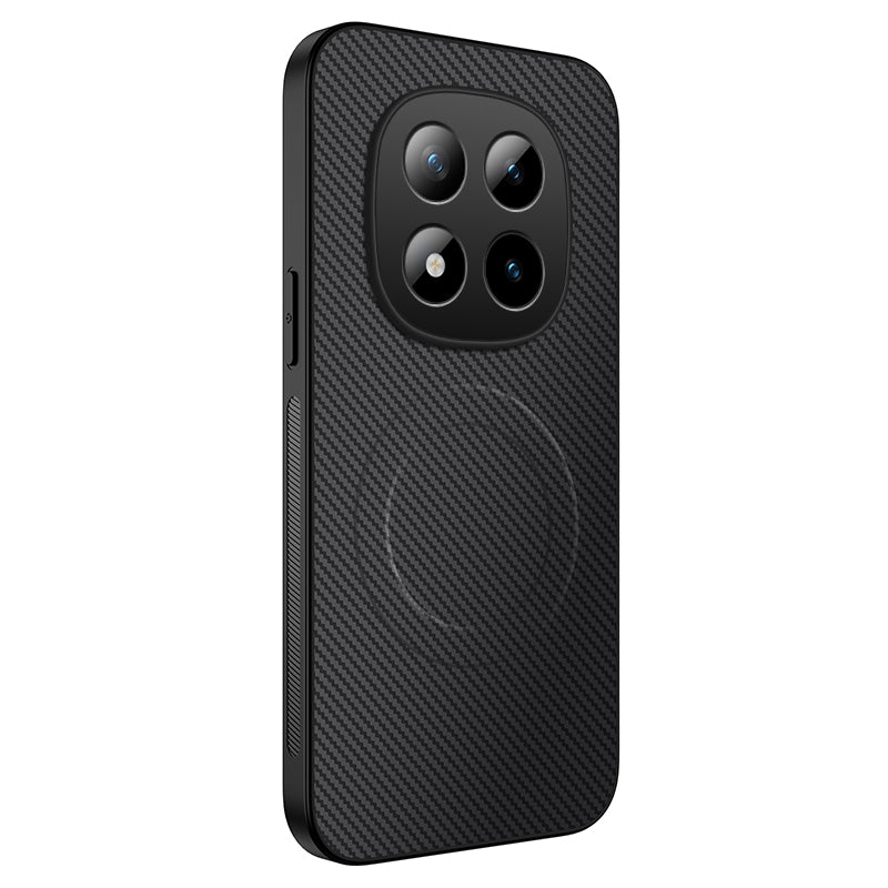 For Xiaomi Poco M8 Pro 5G / Redmi Note 15 Pro+ 5G (Global) Magnetic Case WANLONFENG TQ Series Carbon Fiber Texture PC TPU Phone Cover - Black