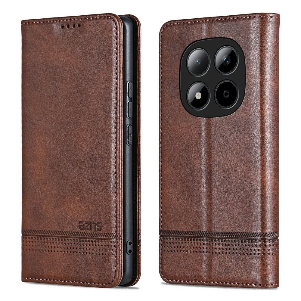 AZNS For Xiaomi Redmi Note 15 Pro 5G (Global) Case Cowhide Texture PU Leather Wallet Phone Cover - Coffee