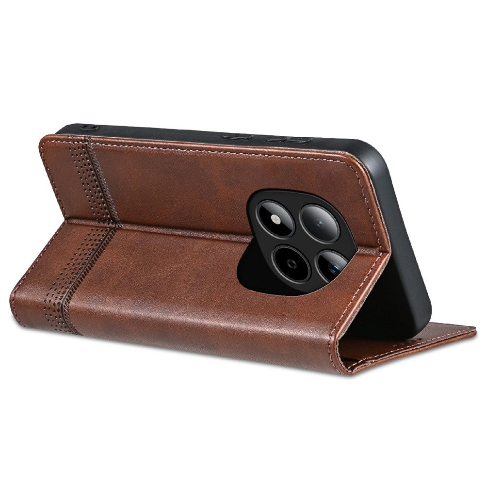 AZNS For Xiaomi Redmi Note 15 Pro 5G (Global) Case Cowhide Texture PU Leather Wallet Phone Cover - Coffee