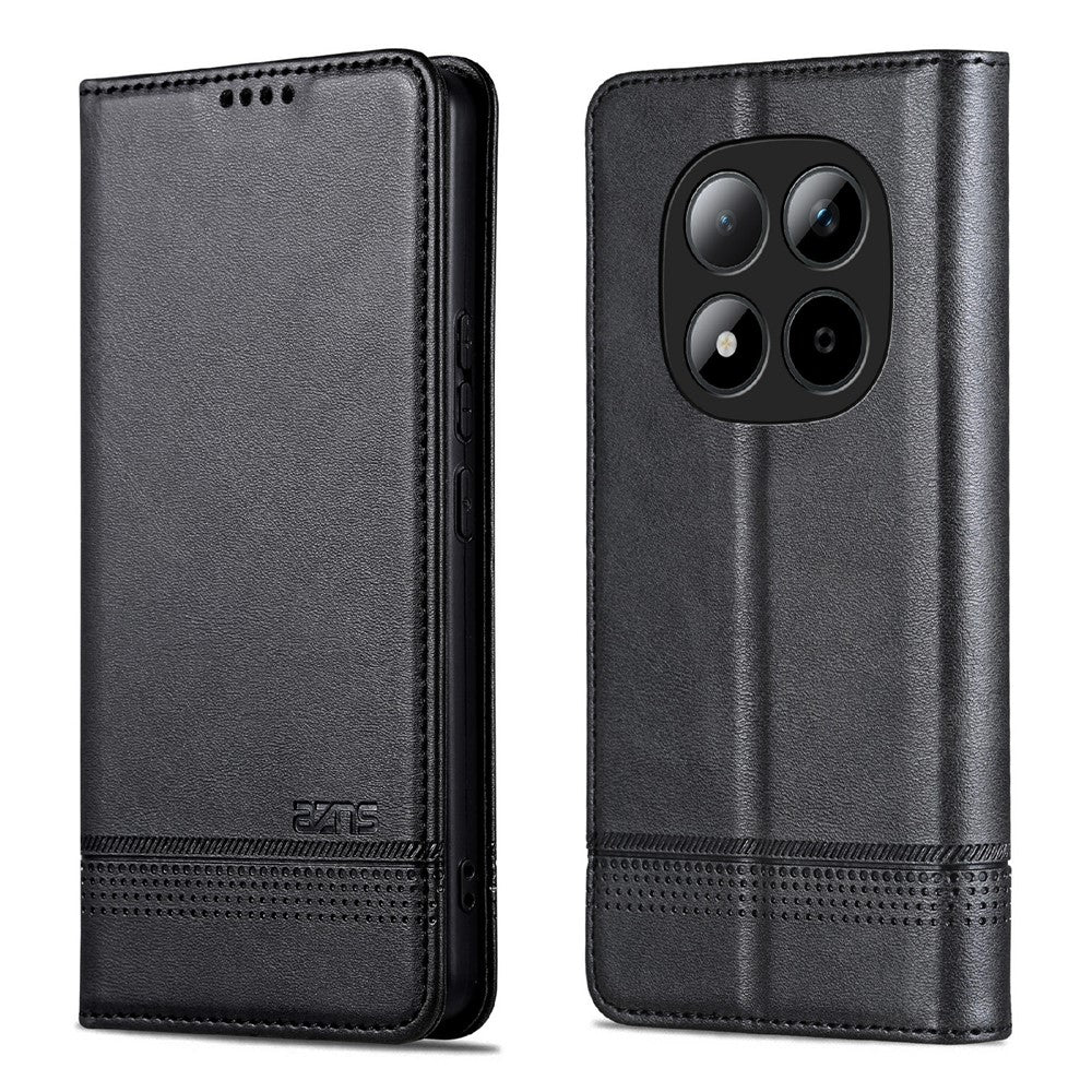 AZNS For Xiaomi Redmi Note 15 Pro 5G (Global) Case Cowhide Texture PU Leather Wallet Phone Cover - Black