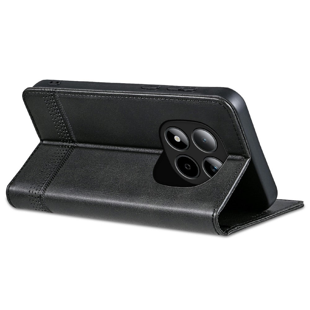 AZNS For Xiaomi Redmi Note 15 Pro 5G (Global) Case Cowhide Texture PU Leather Wallet Phone Cover - Black