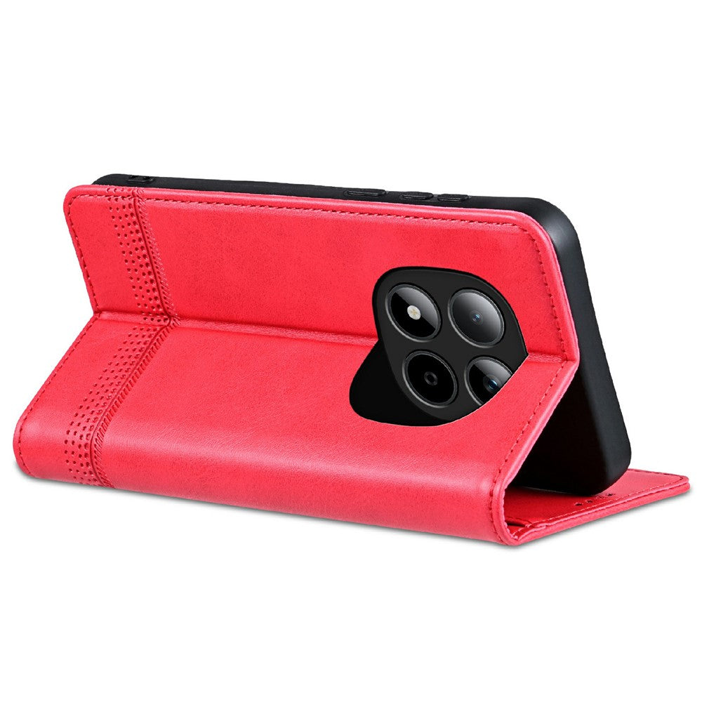 AZNS For Xiaomi Redmi Note 15 Pro 5G (Global) Case Cowhide Texture PU Leather Wallet Phone Cover - Red