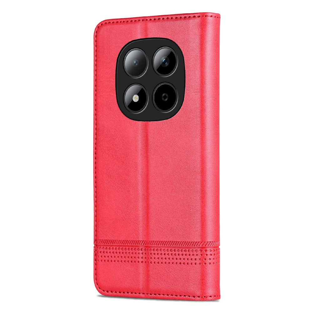 AZNS For Xiaomi Redmi Note 15 Pro 5G (Global) Case Cowhide Texture PU Leather Wallet Phone Cover - Red